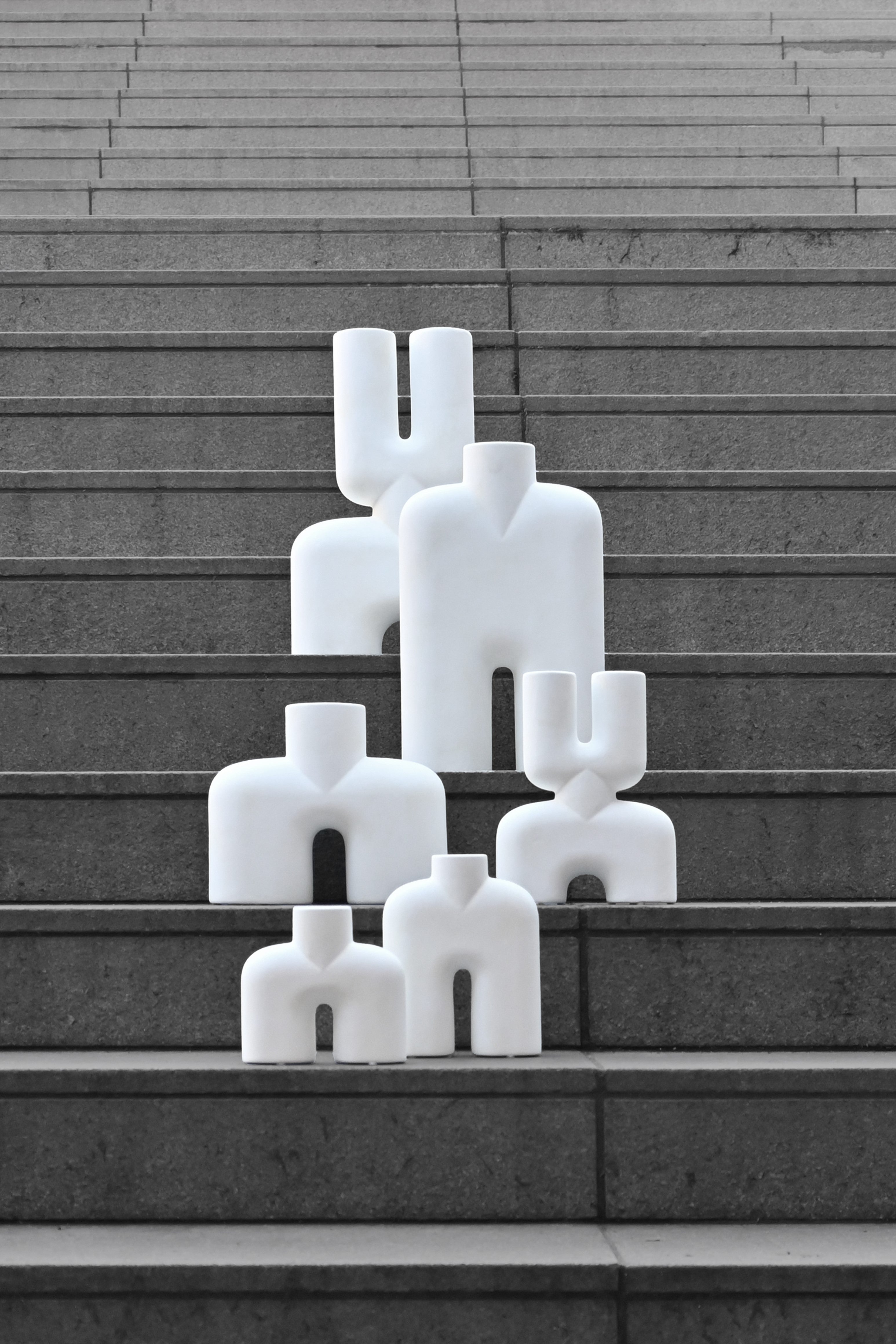 Cobra Vase Double Medio Bone White