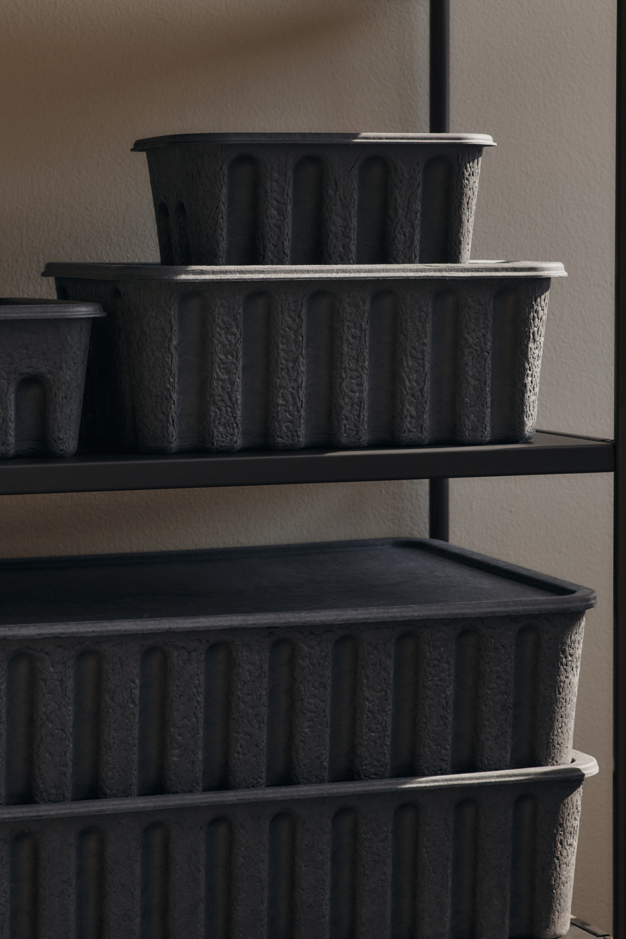 Paper Pulp Box Small set of 2 charcoal