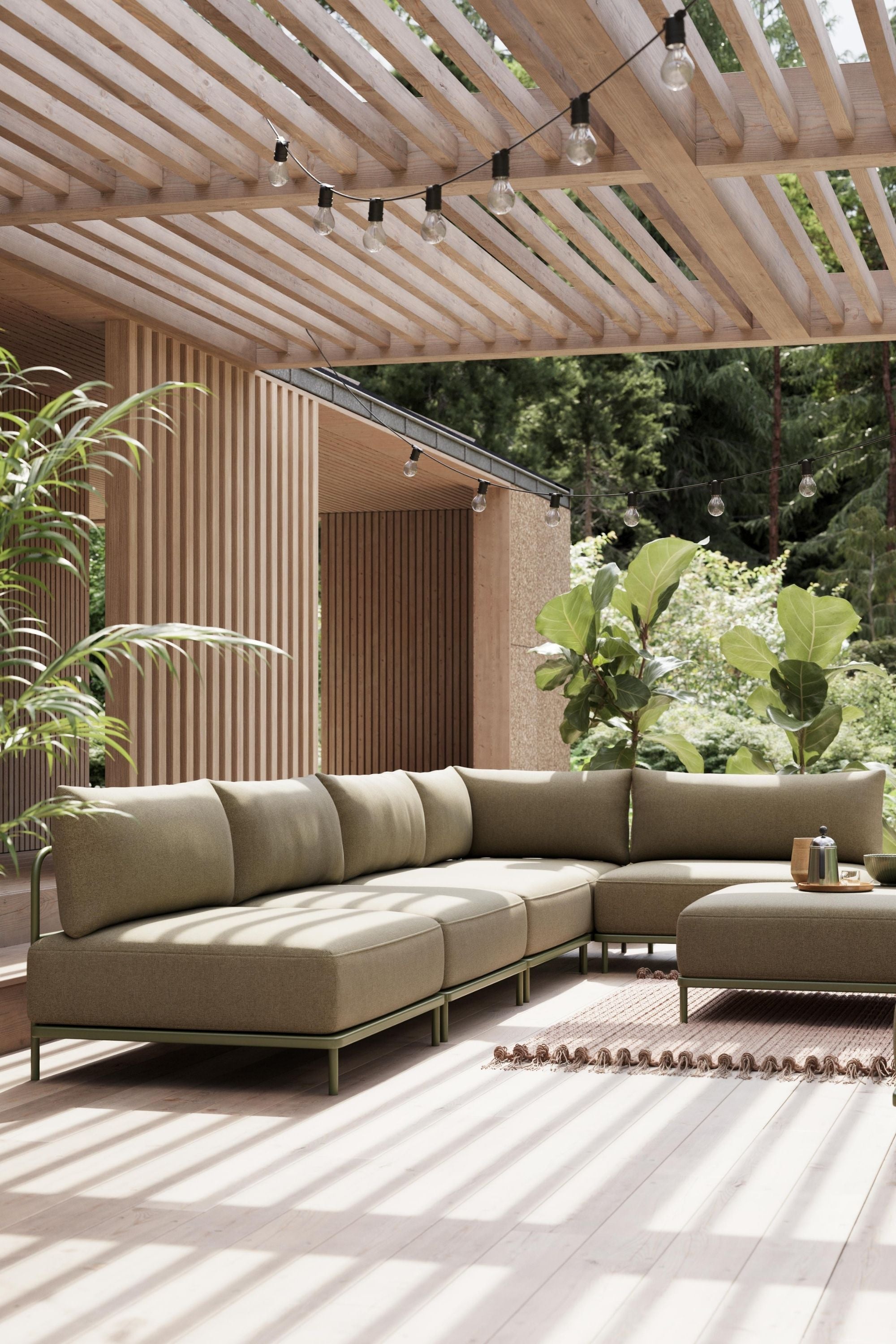 Vincent Outdoor 3,5-seater modular sofa Clary Sage Green
