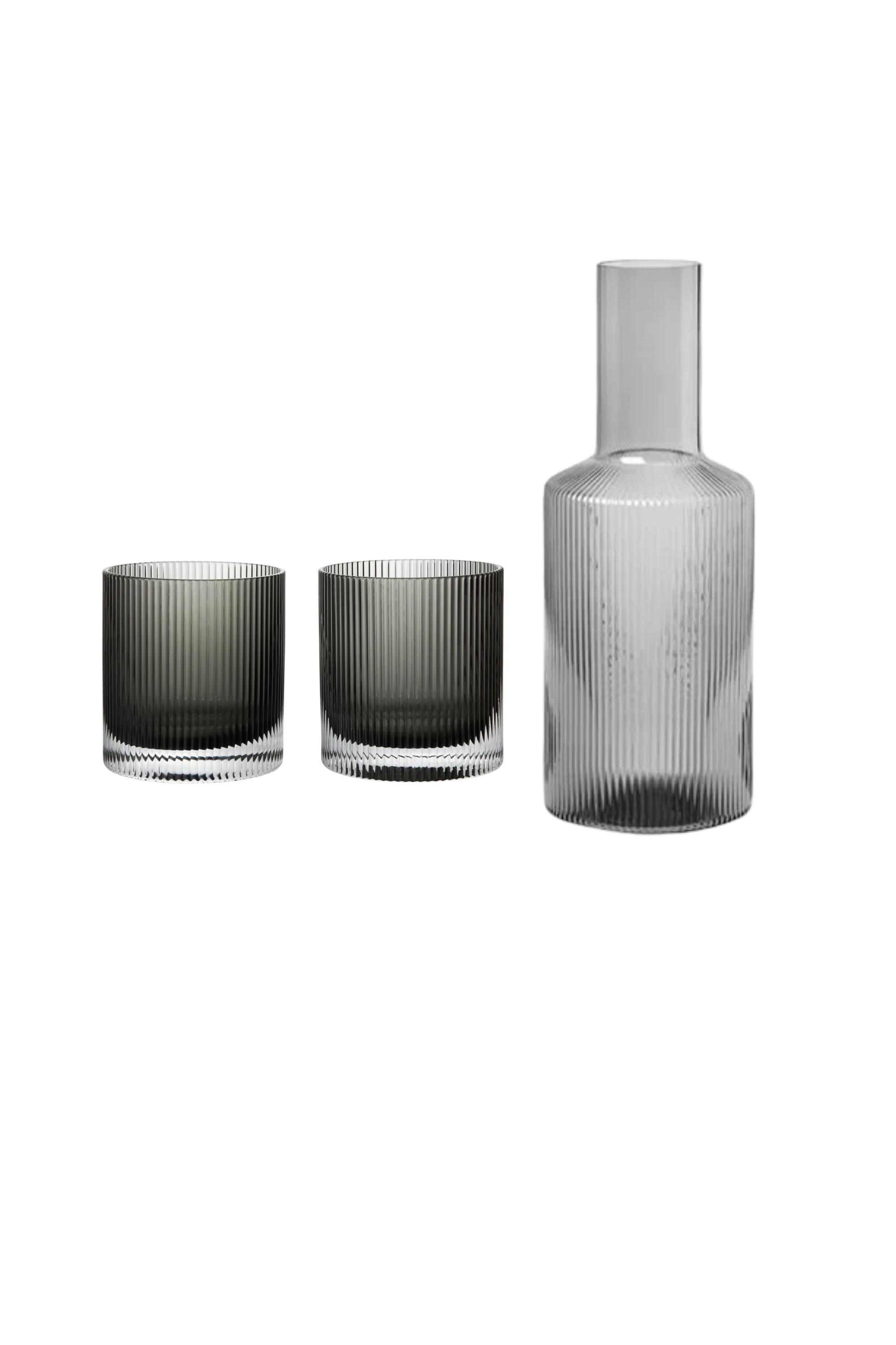 Ripple Carafe & Tumblers - Smoked Grey