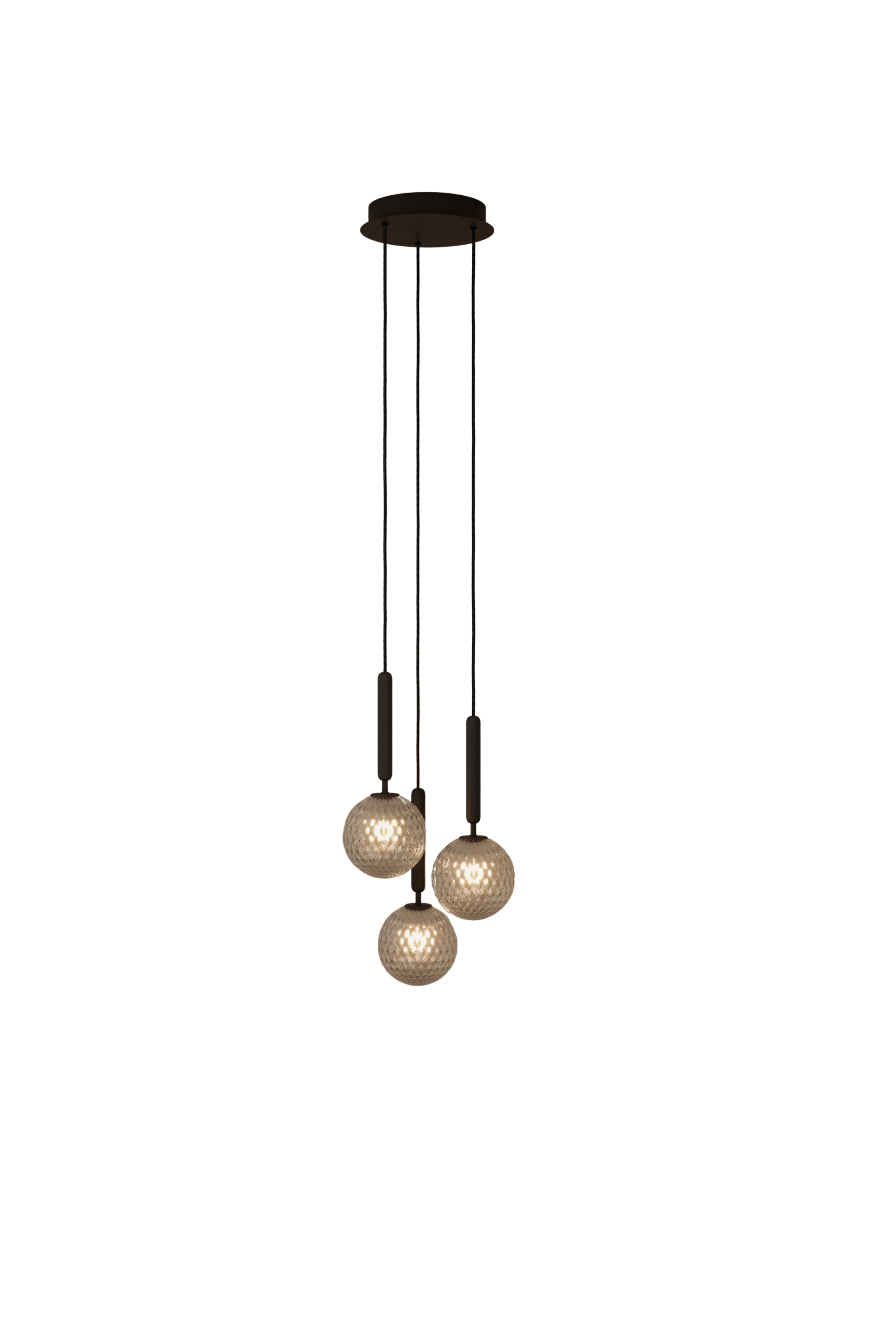 Miira 3, rock grey/optic clear chandelier