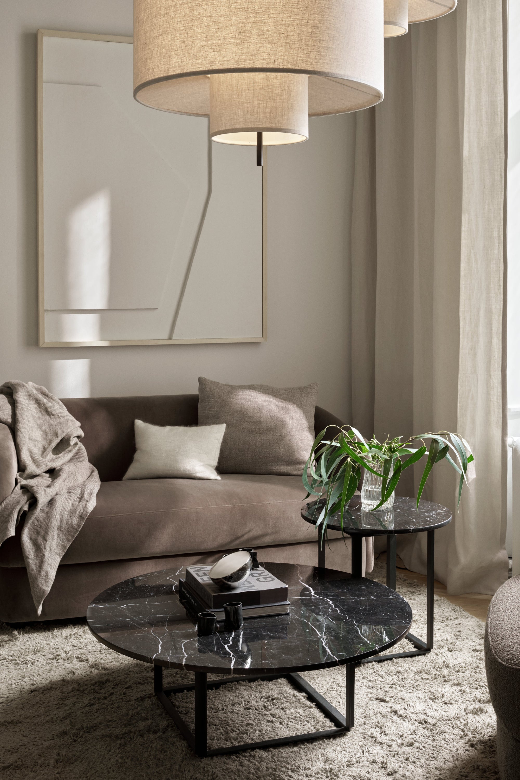 Florence fekete márvány dohányzóasztal Ø50