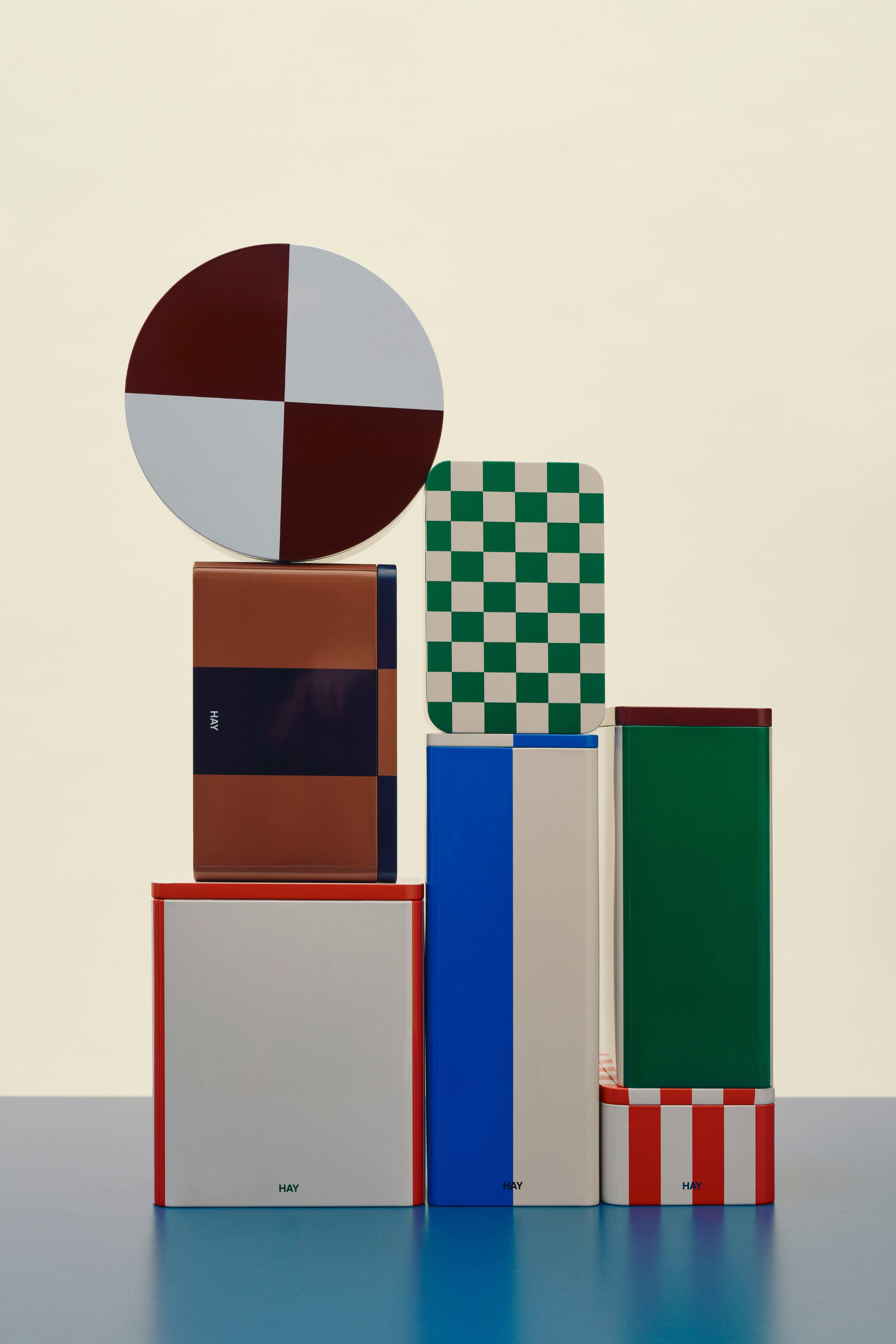 Tin Round Dark Red And Blue Box