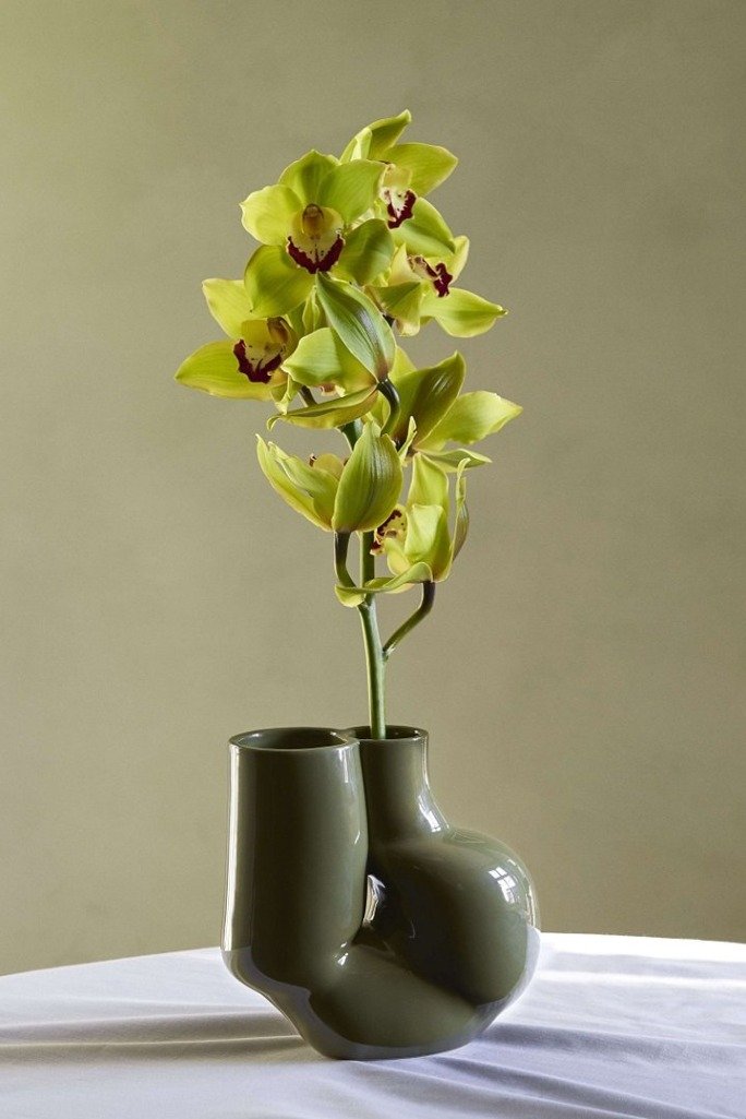 W&S Chubby vase, olive green
