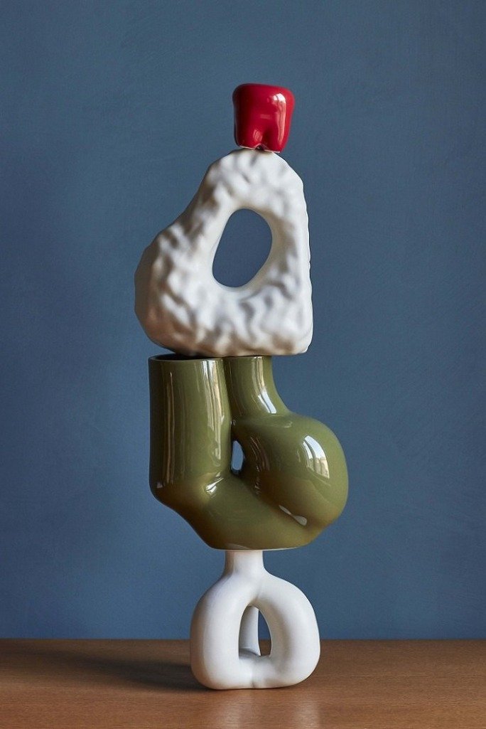 W&S Chubby vase, olive green