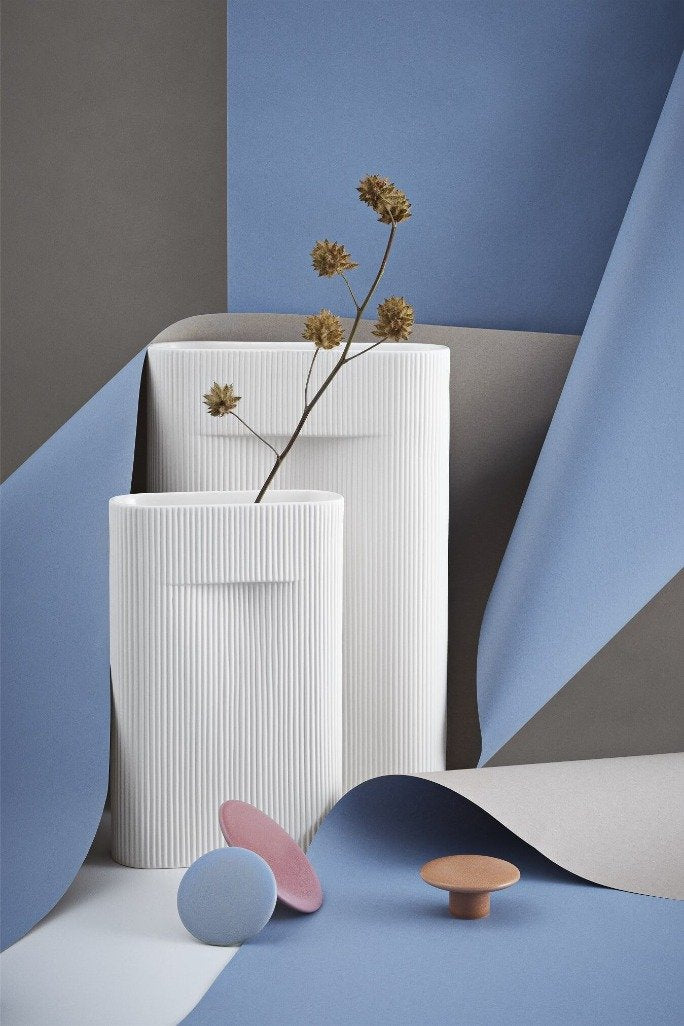 Ridge off white vase 35 cm
