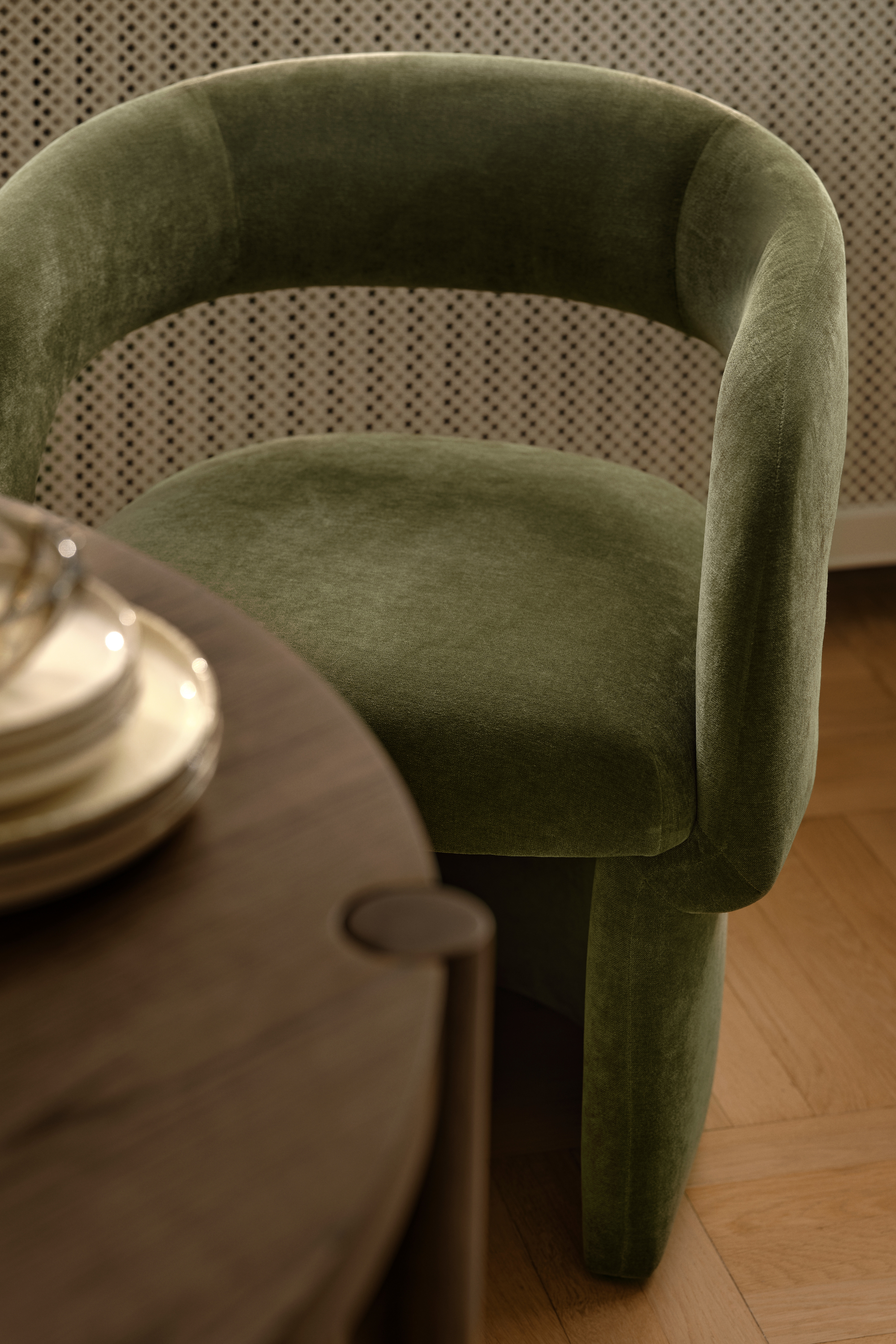 Asger Dining Chair, Moss Olive, Adjustable
