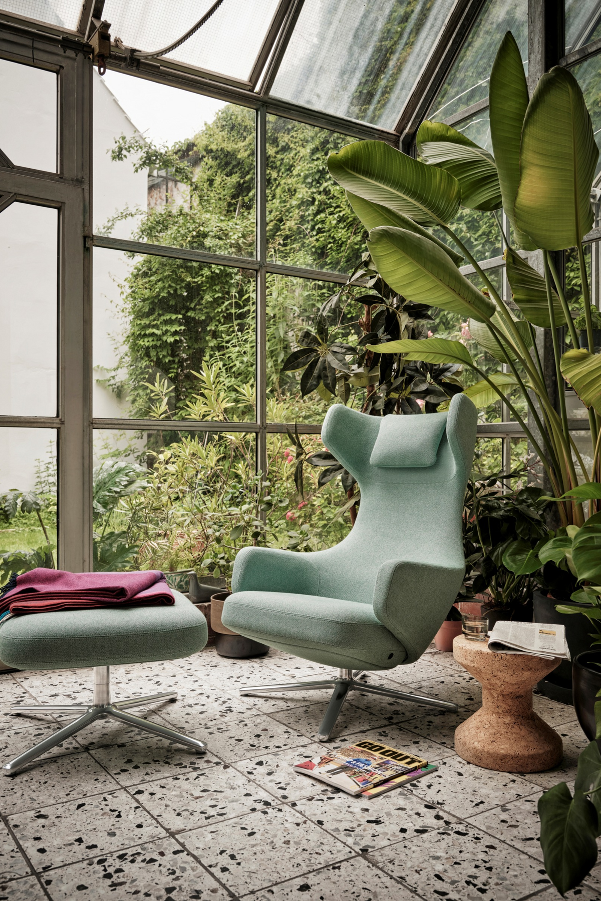 Grand Repos Lounge Szék, Dumet, Pale blue/emerald