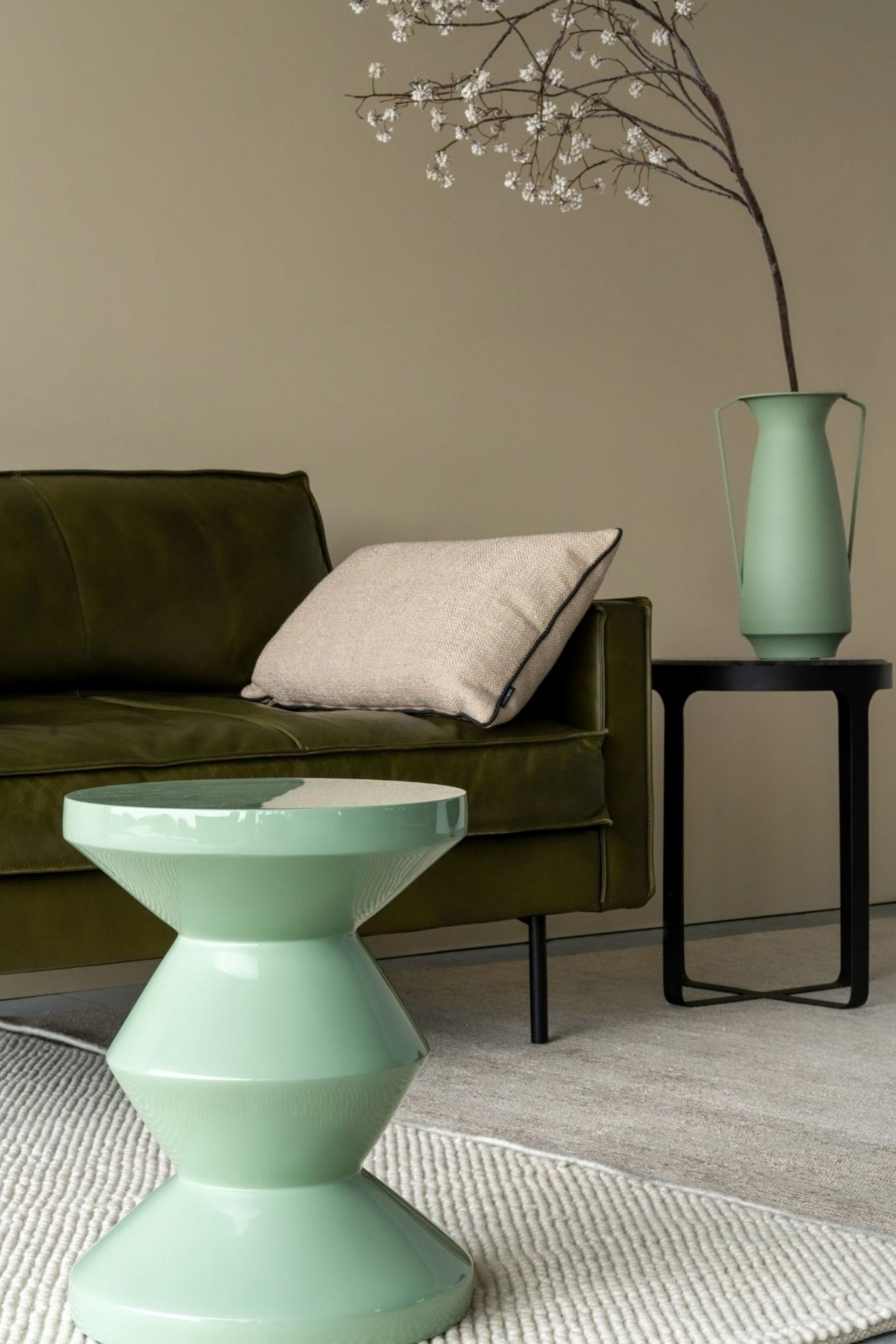 Zig Zag Stool Olive Green