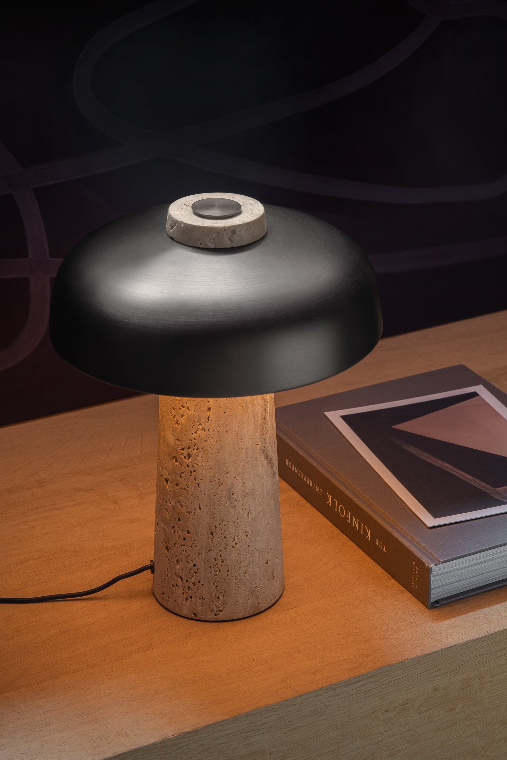 Reverse bronze brass table lamp