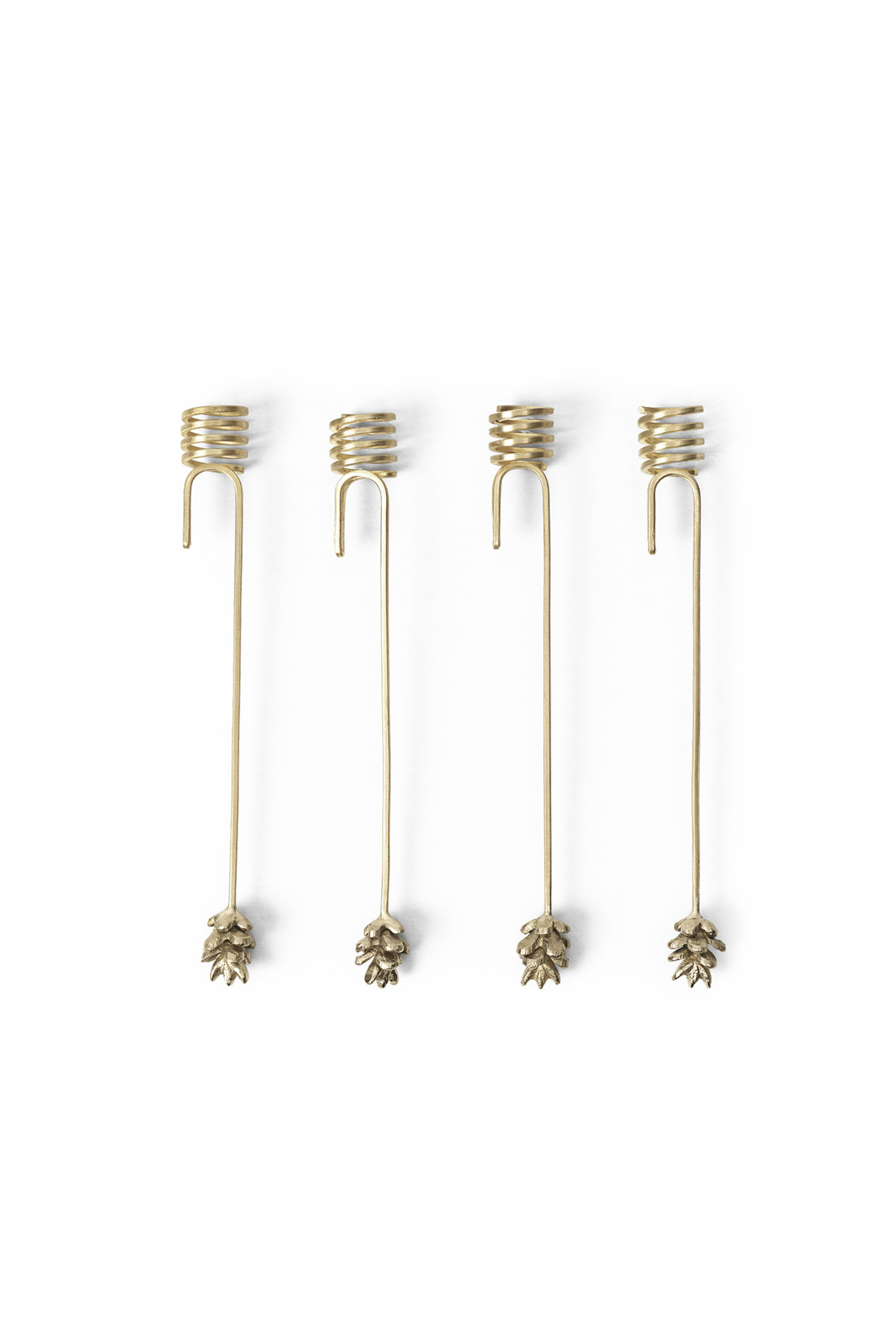 Forest Christmas Tree Candle Holders brass set of 4