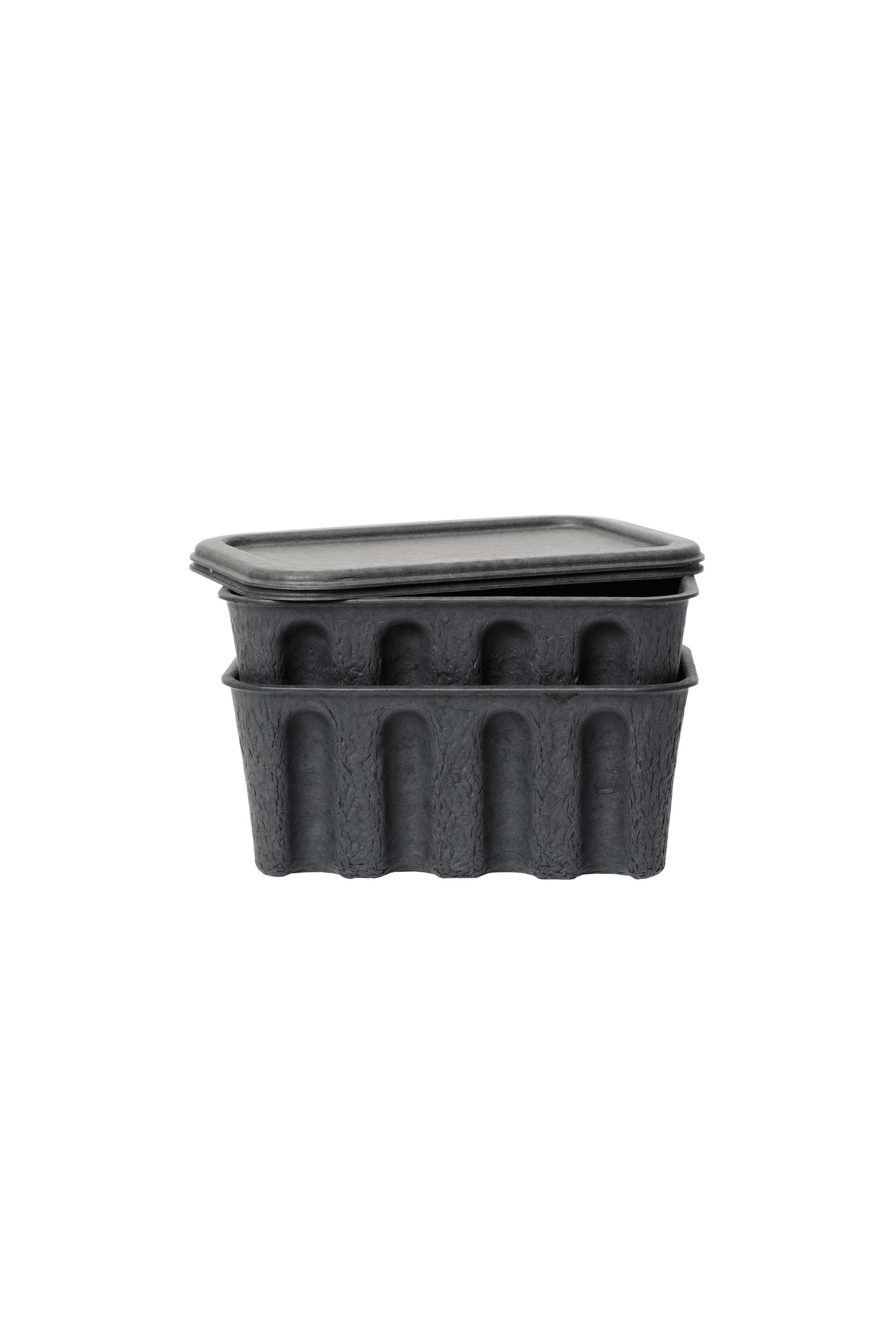 Paper Pulp Box Small set of 2 charcoal