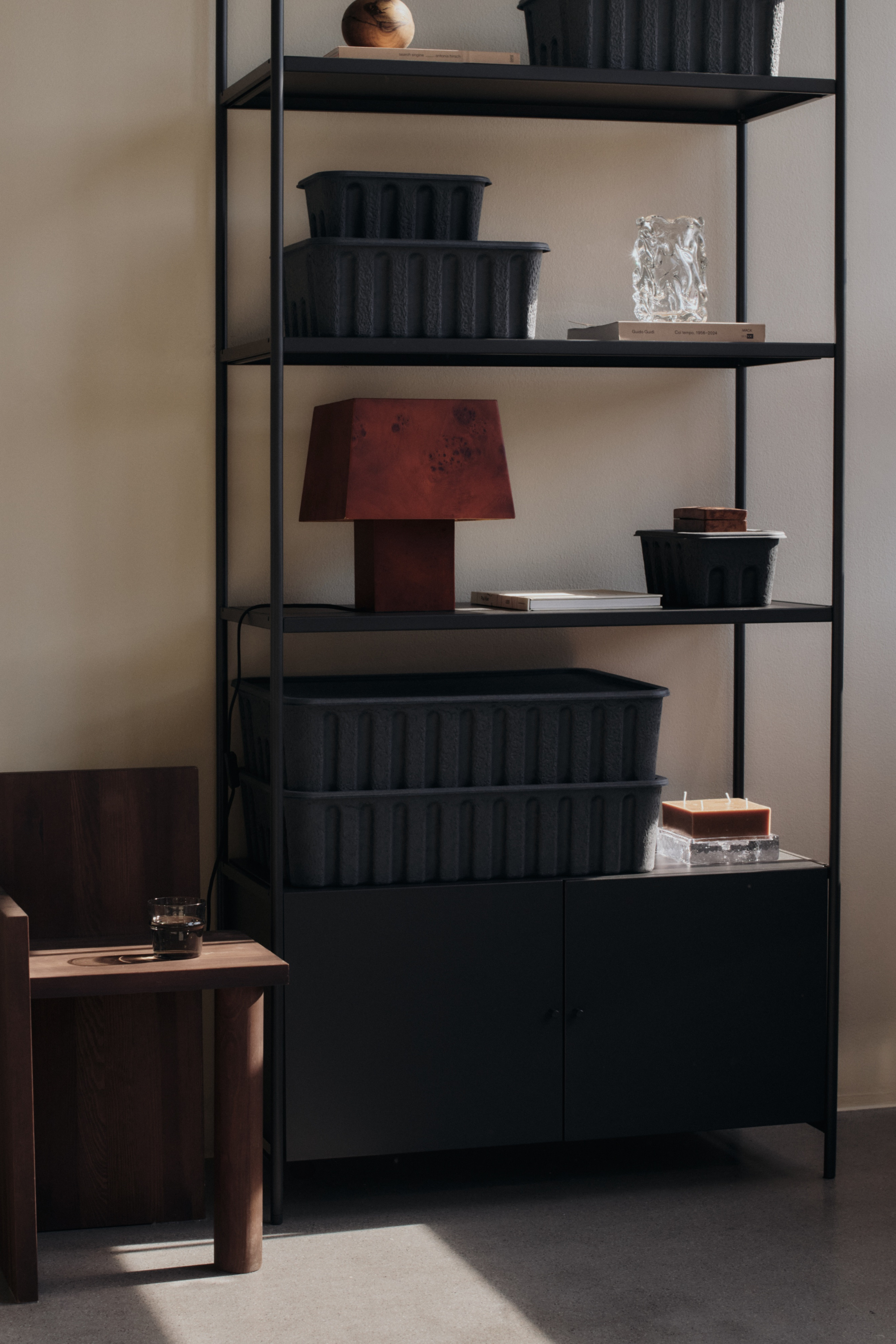 Paper Pulp Box Large Set of 2 Charcoal