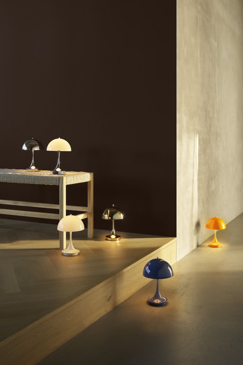 Panthella 160 Portable Lamp Chrome Opal Beige | Louis Poulsen | Home of Solinfo