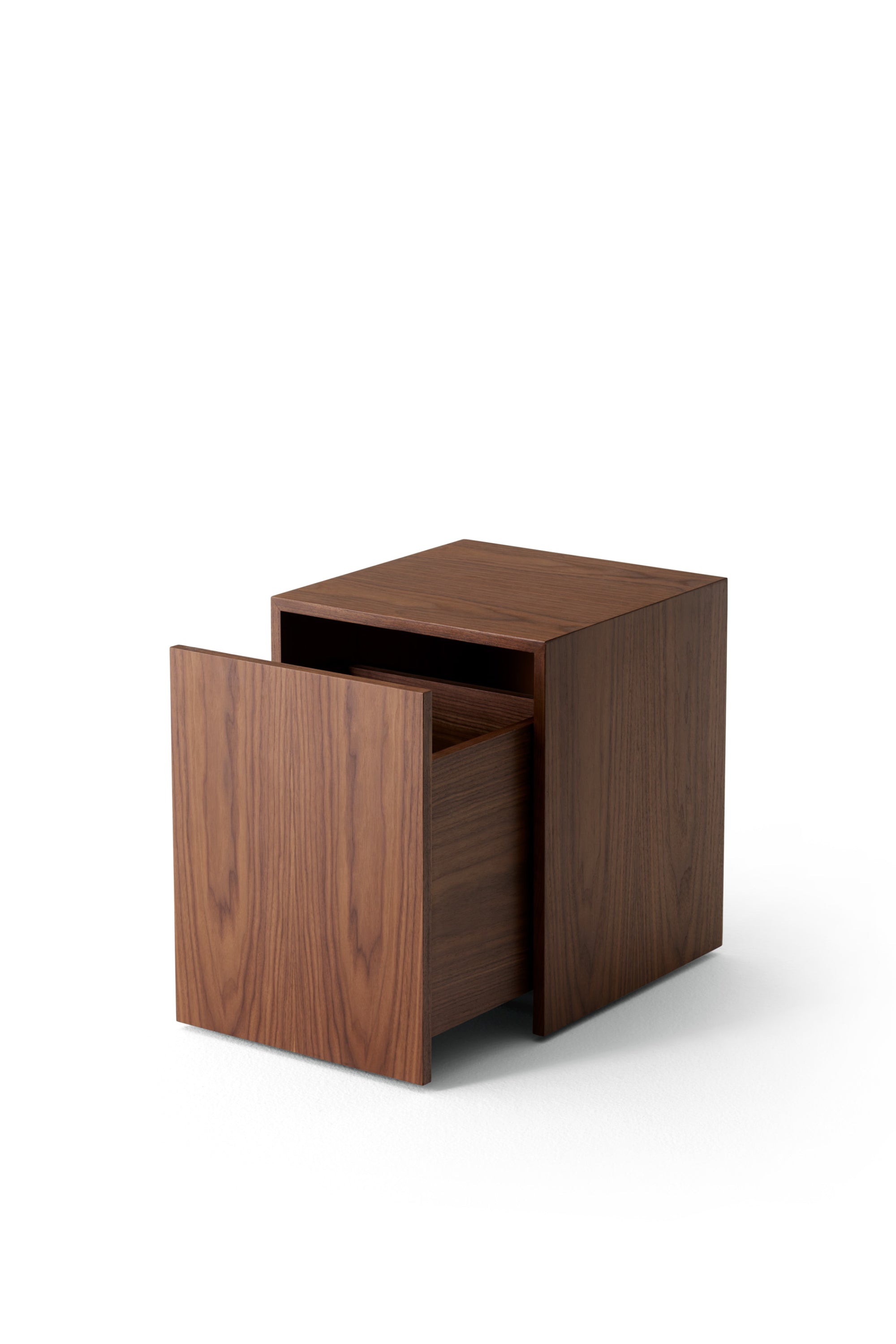 Mass Walnut Side Table with Drawer