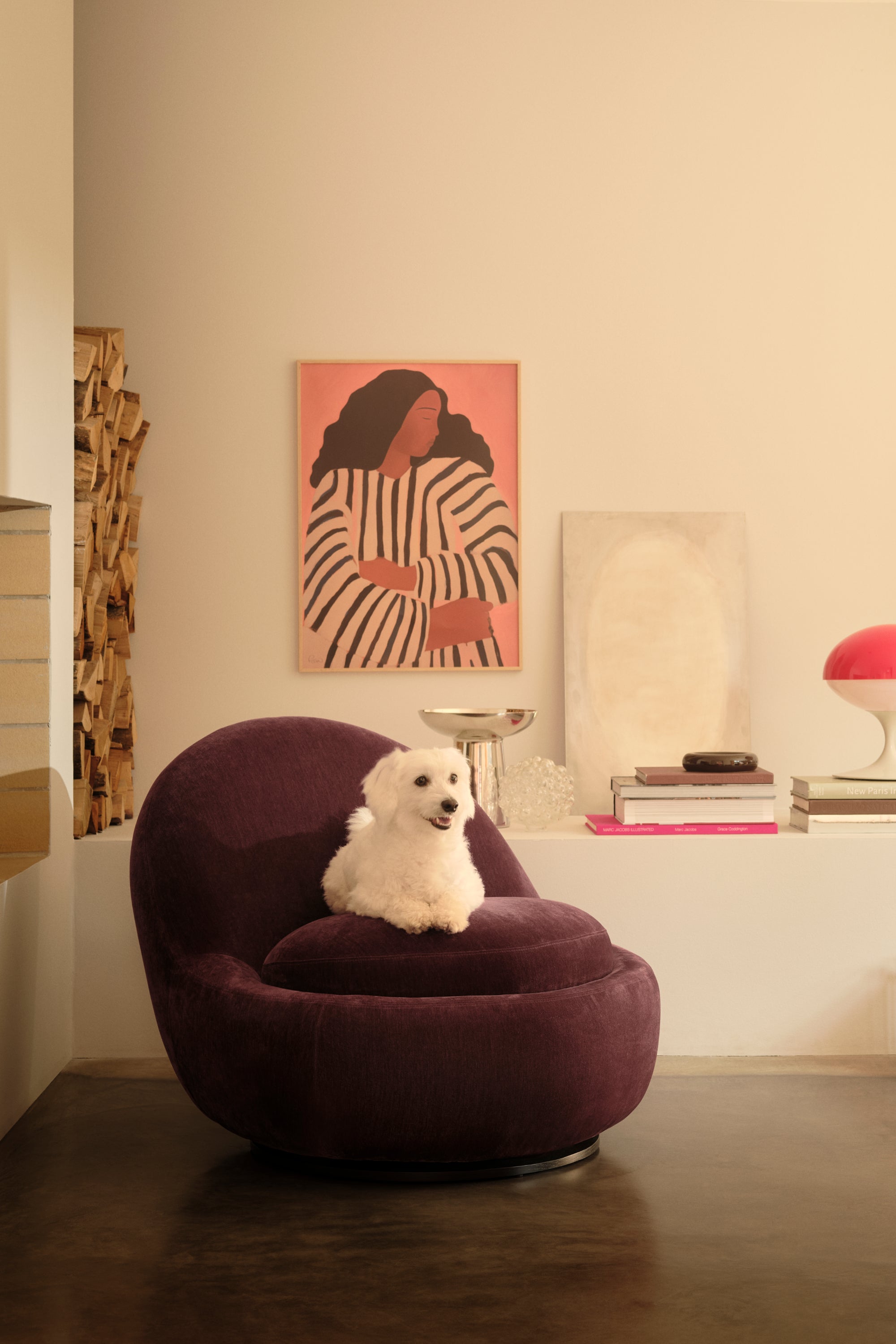 Babette Moss Burgundy lounge chair