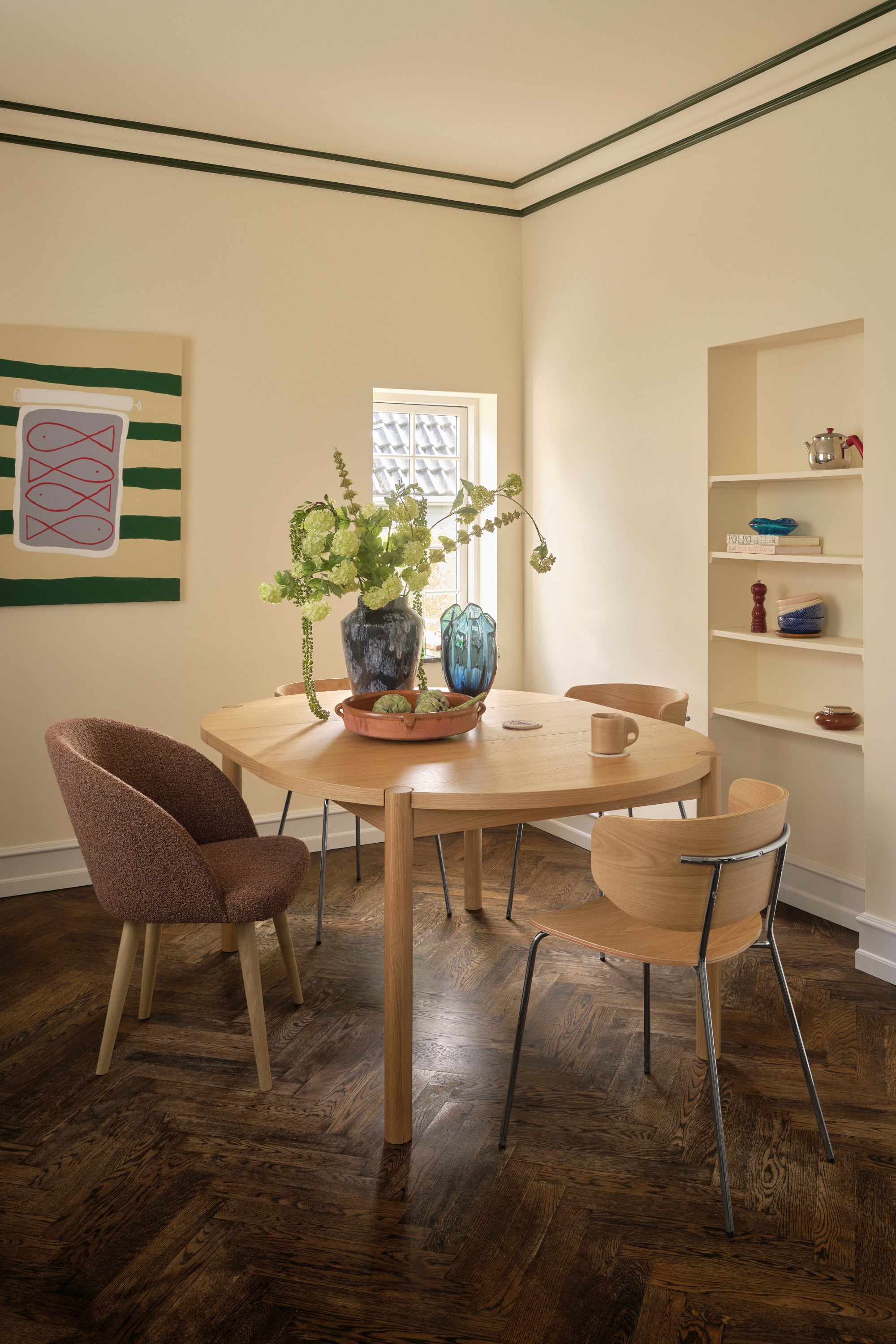 Owen kerek bővíthető tölgy étkezőasztal