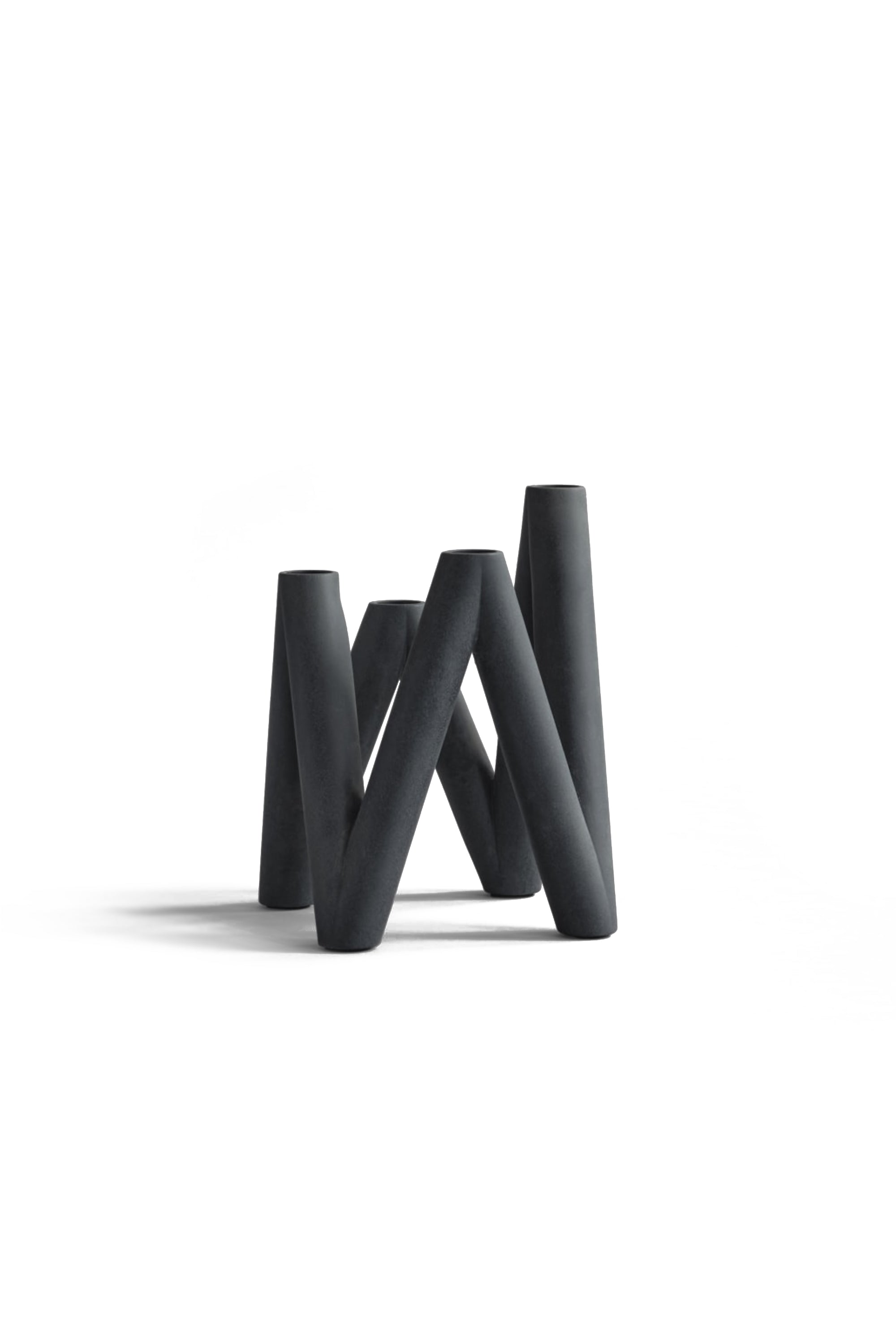 W Candle Holder Black