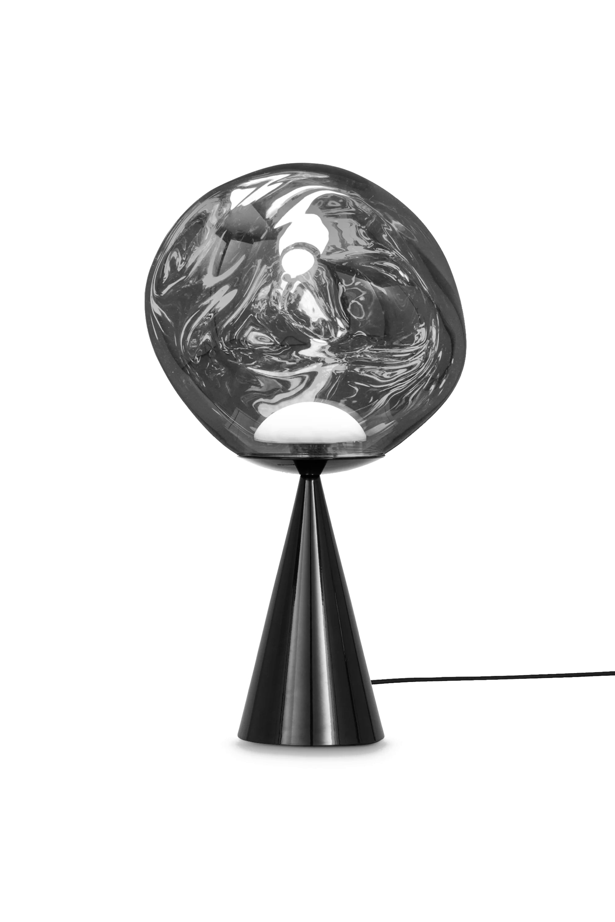 Melt Cone Fat Table Lamp Black and Silver