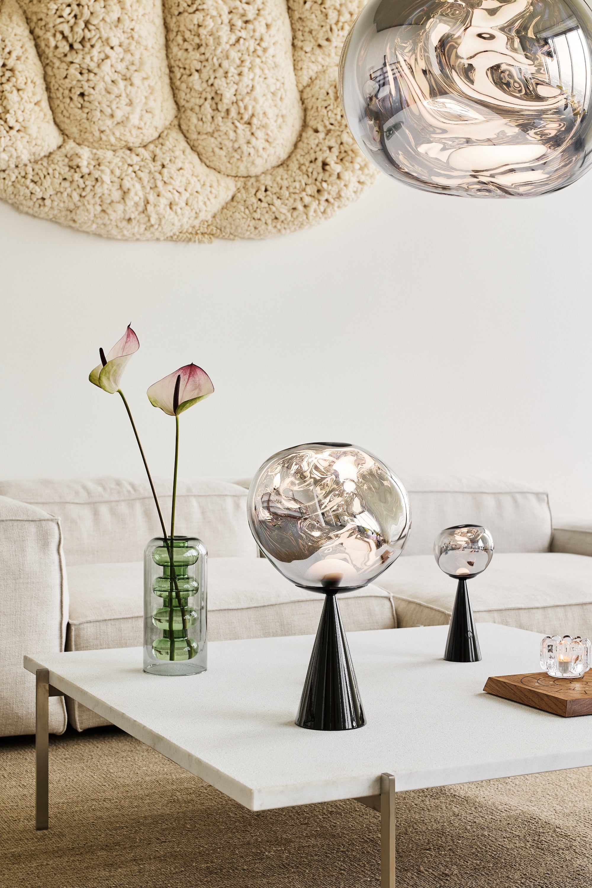Melt Cone Fat Table Lamp Black and Silver