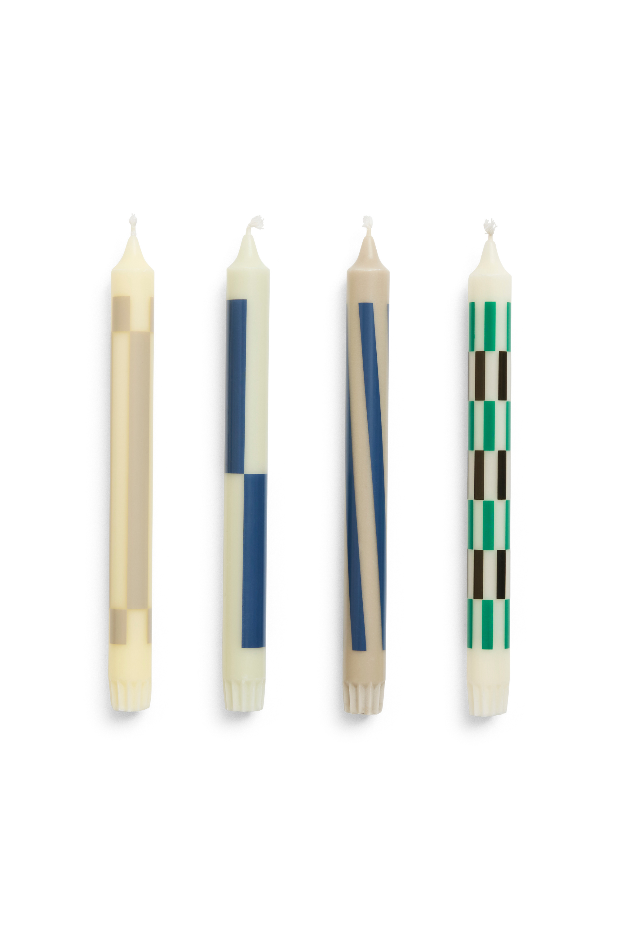 Pattern Cream And Dark Candle Set of 4