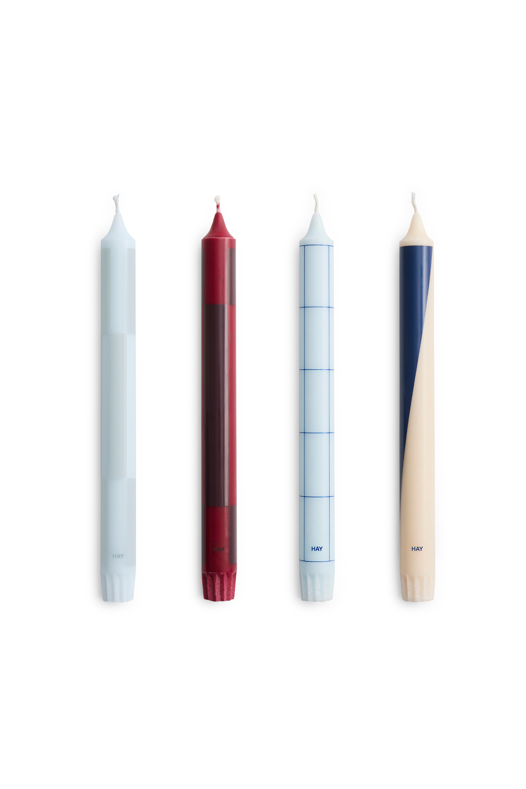 Pattern Blue And Dark Red Candle Set of 4