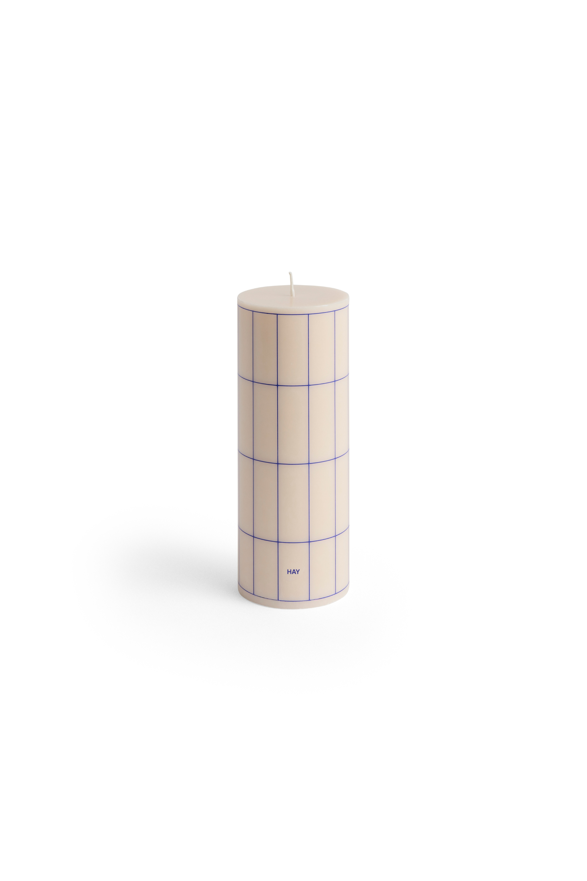 Column Offwhite Blue Grid Candle M