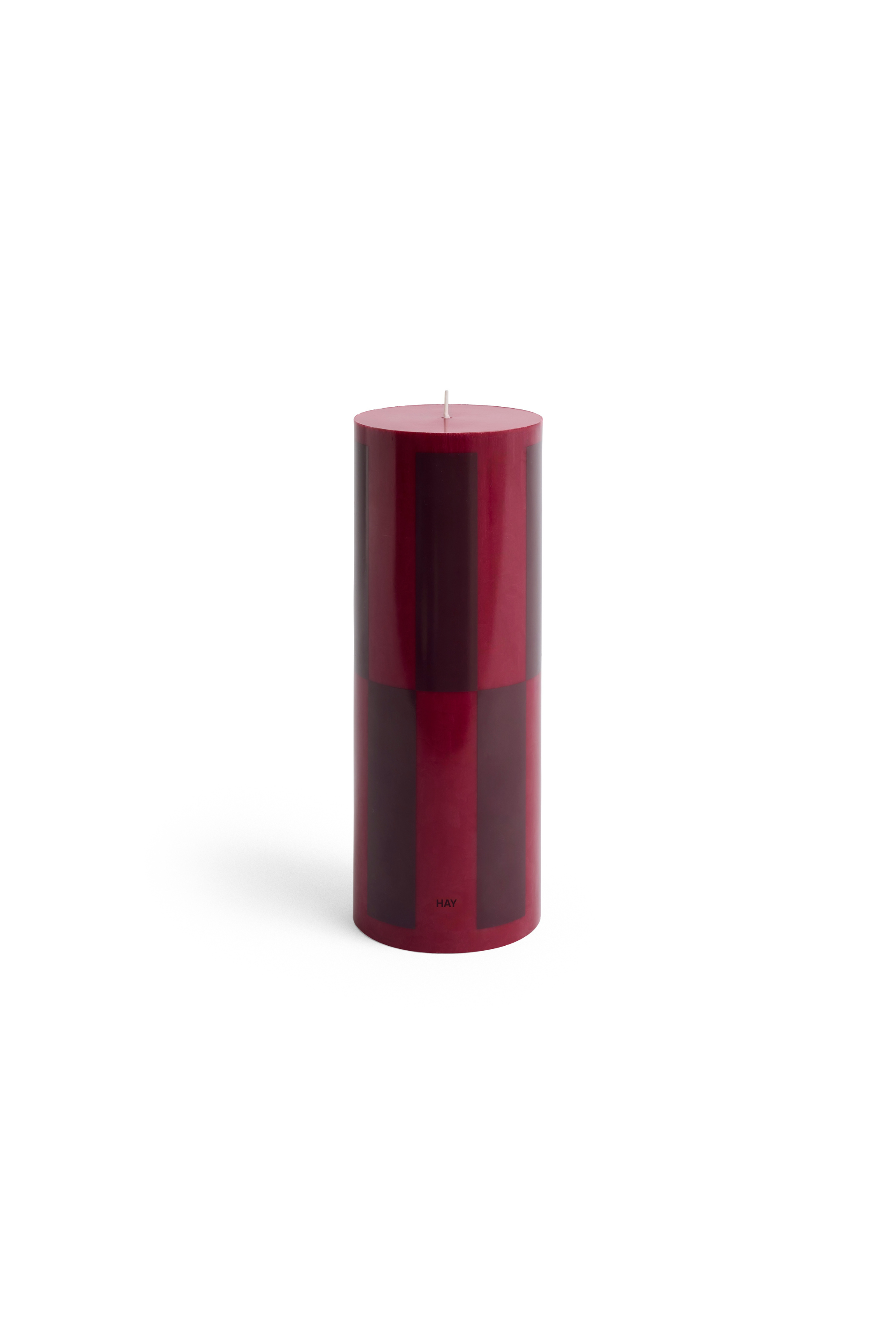 Column Dark Bordeaux Checkered Candle L