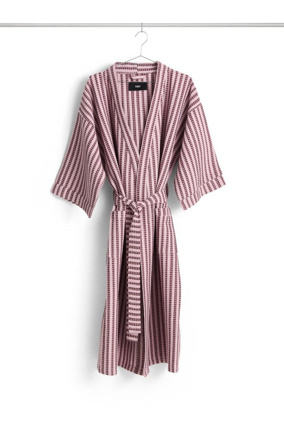Waffle Bathrobe - Stripe cool pink