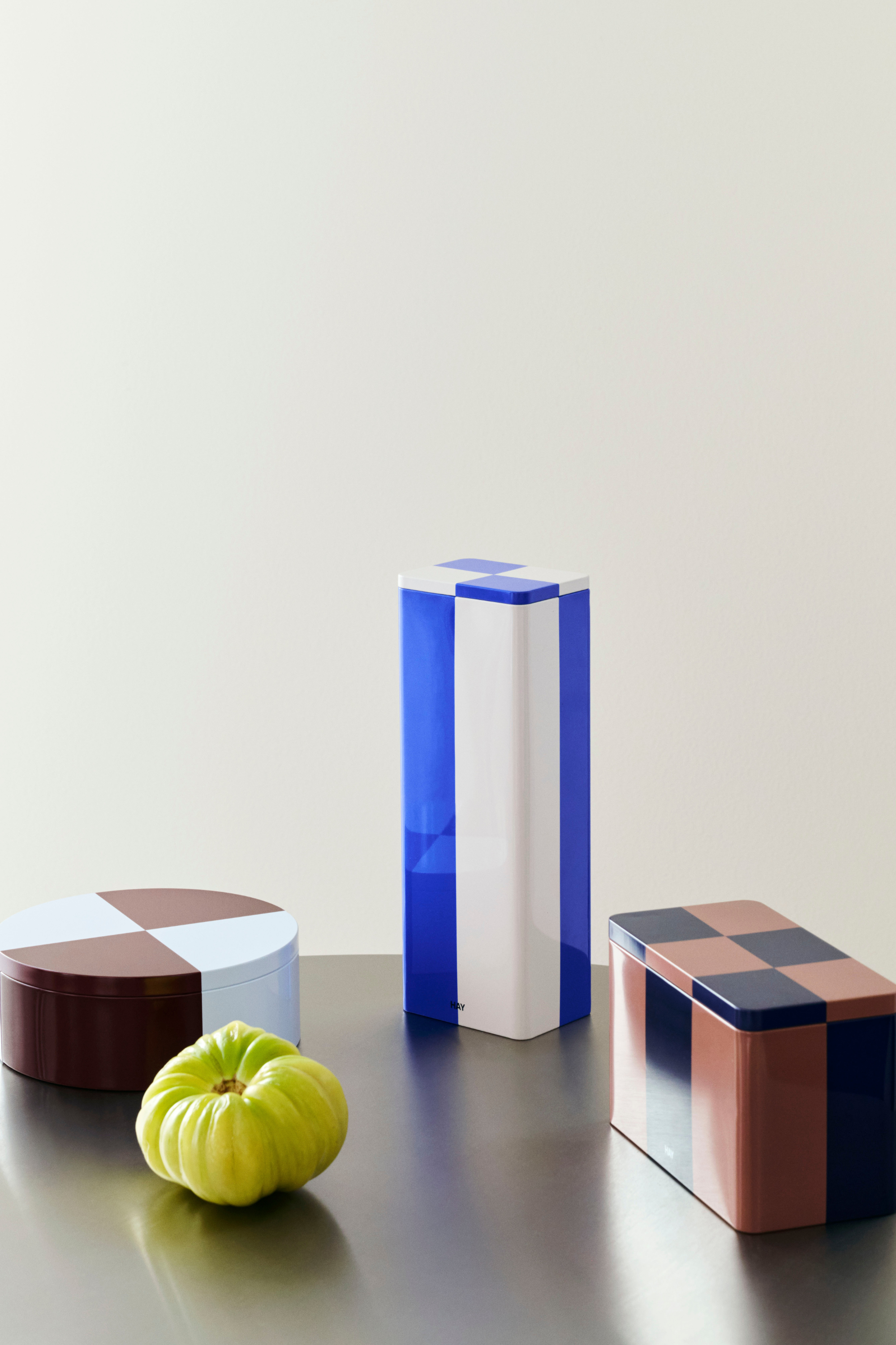 Tin Round Dark Red And Blue Box