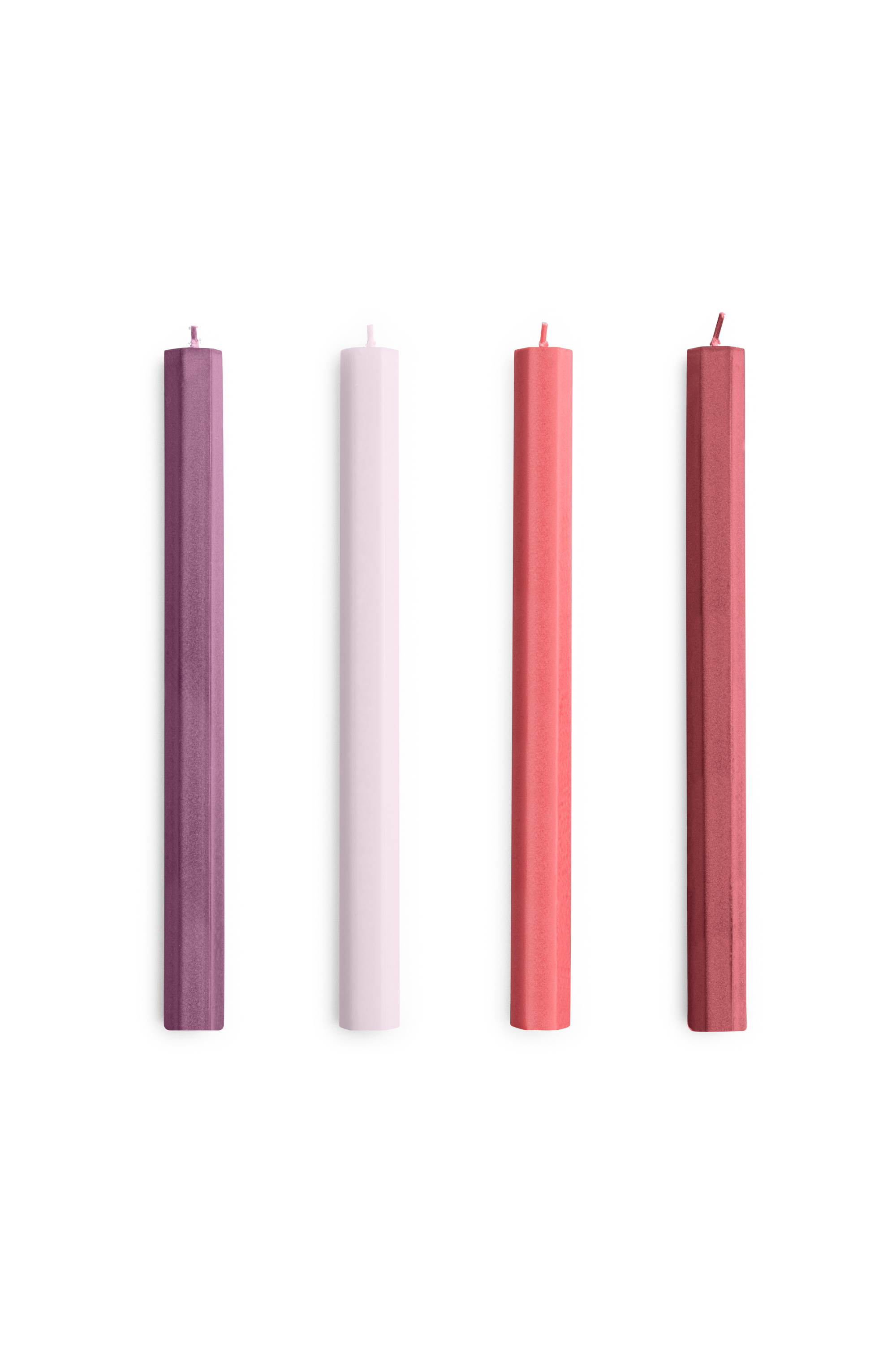 Hexagon Shaped Dark Red Candle Set of 4