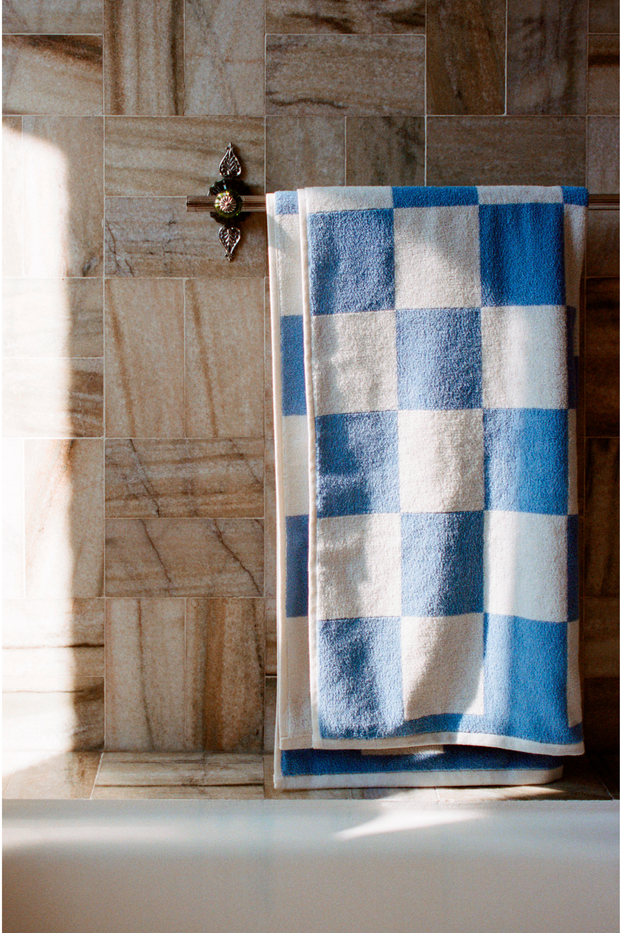 Check Bath Towel 70 x 136 Sky blue