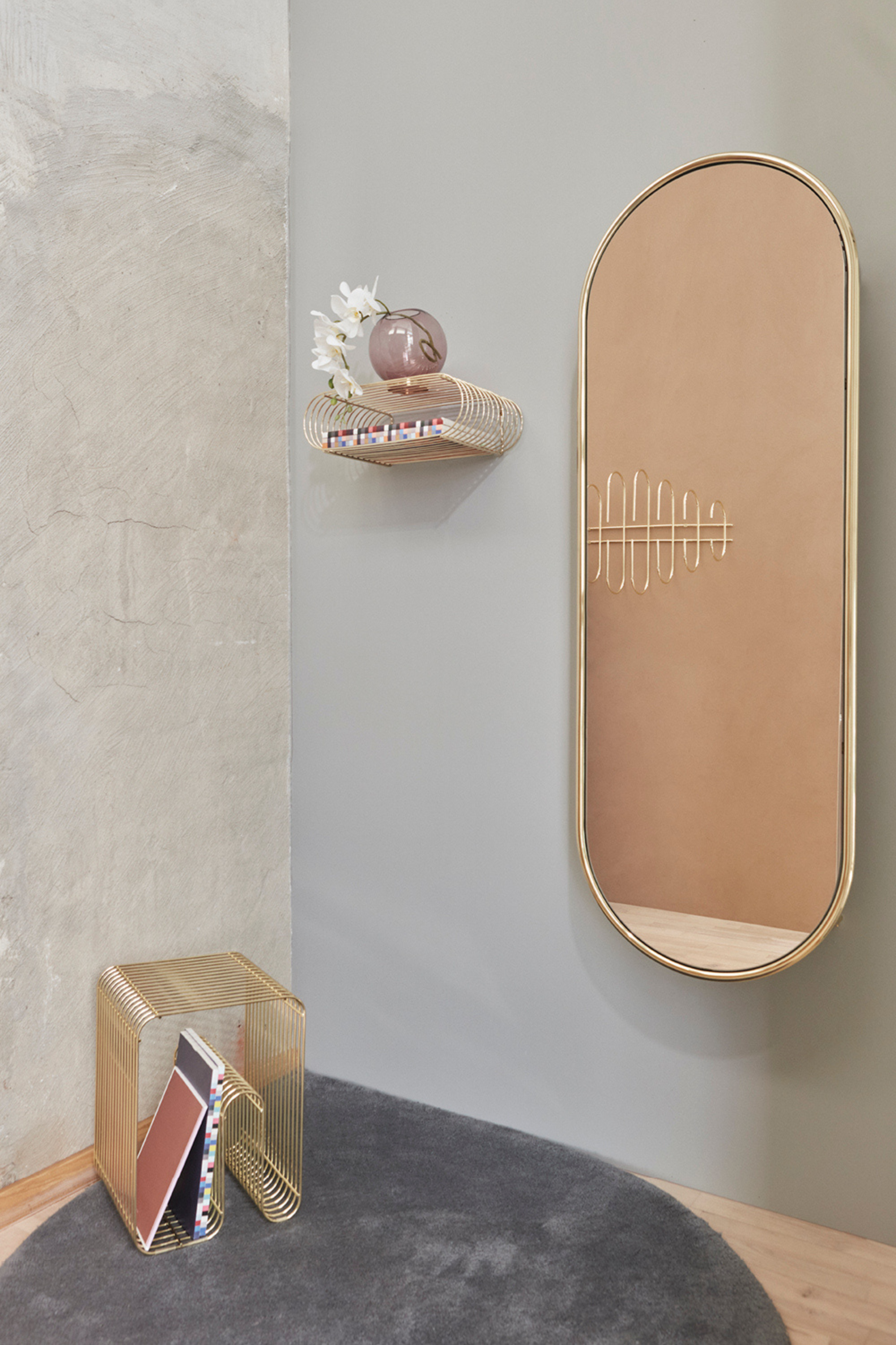 Globe Vase with Stand Rose and Gold