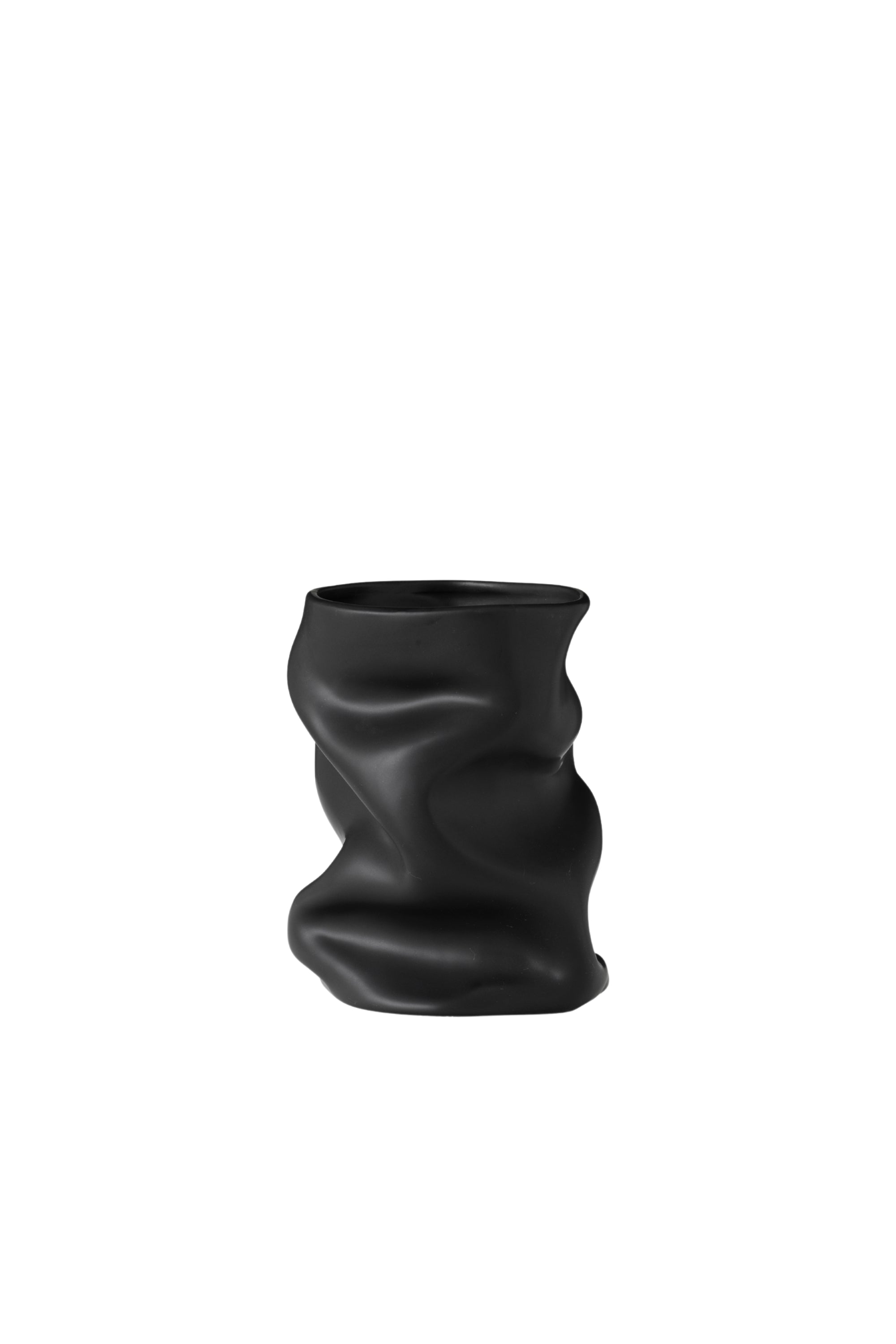 Collapse black low vase