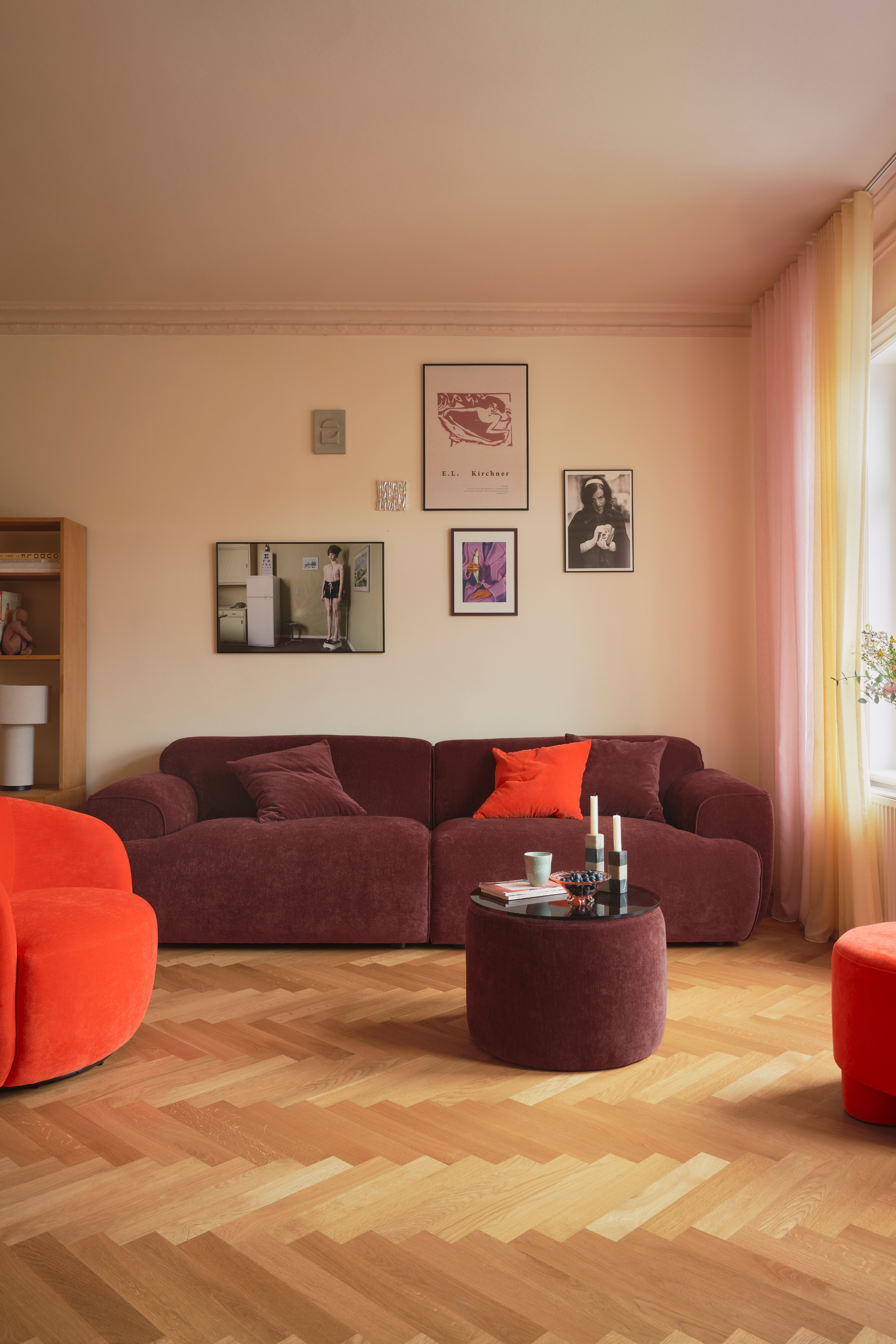 Greta Moss Burgundy Sofa