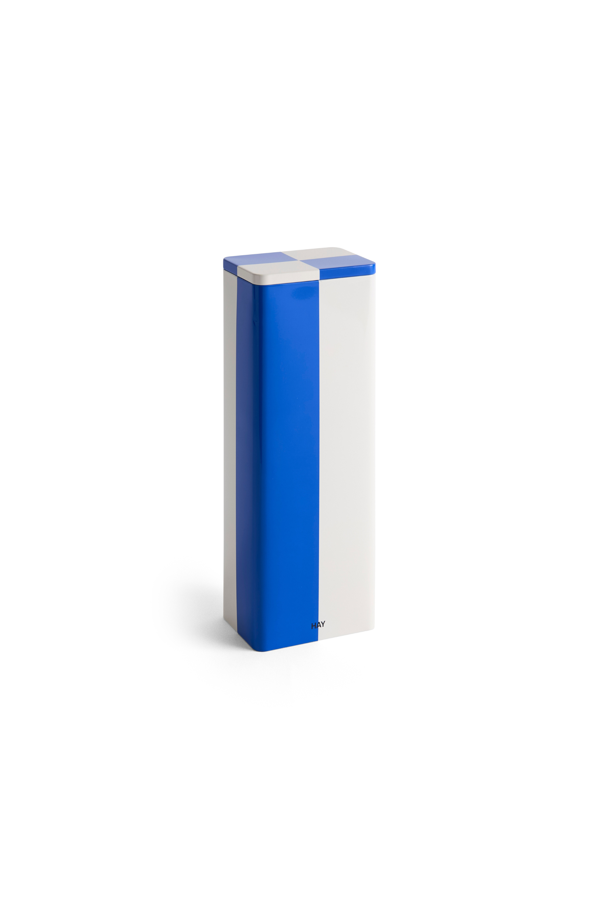 Tin Container Slim Blue and off-white
