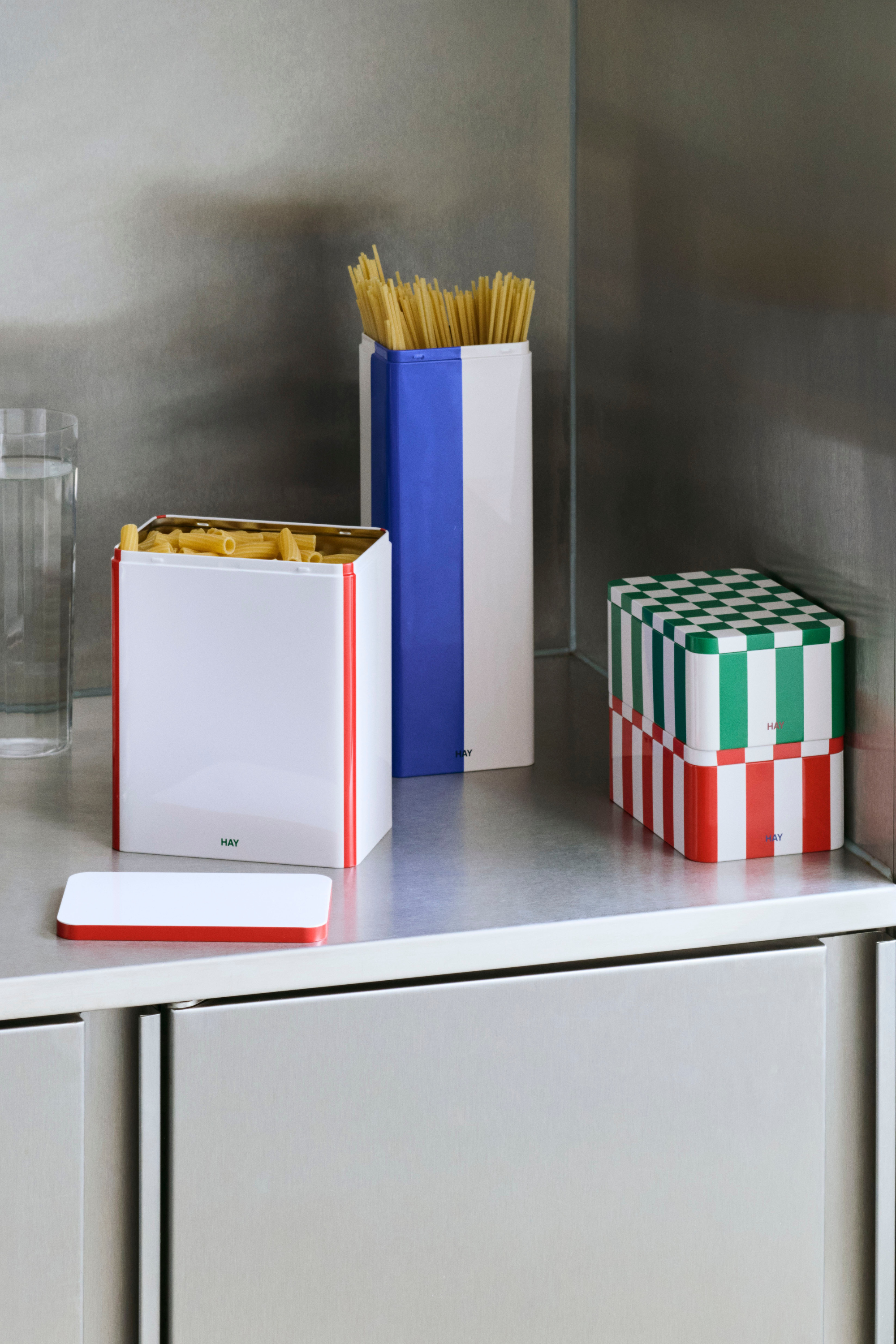 Tin Container Slim Blue and off-white