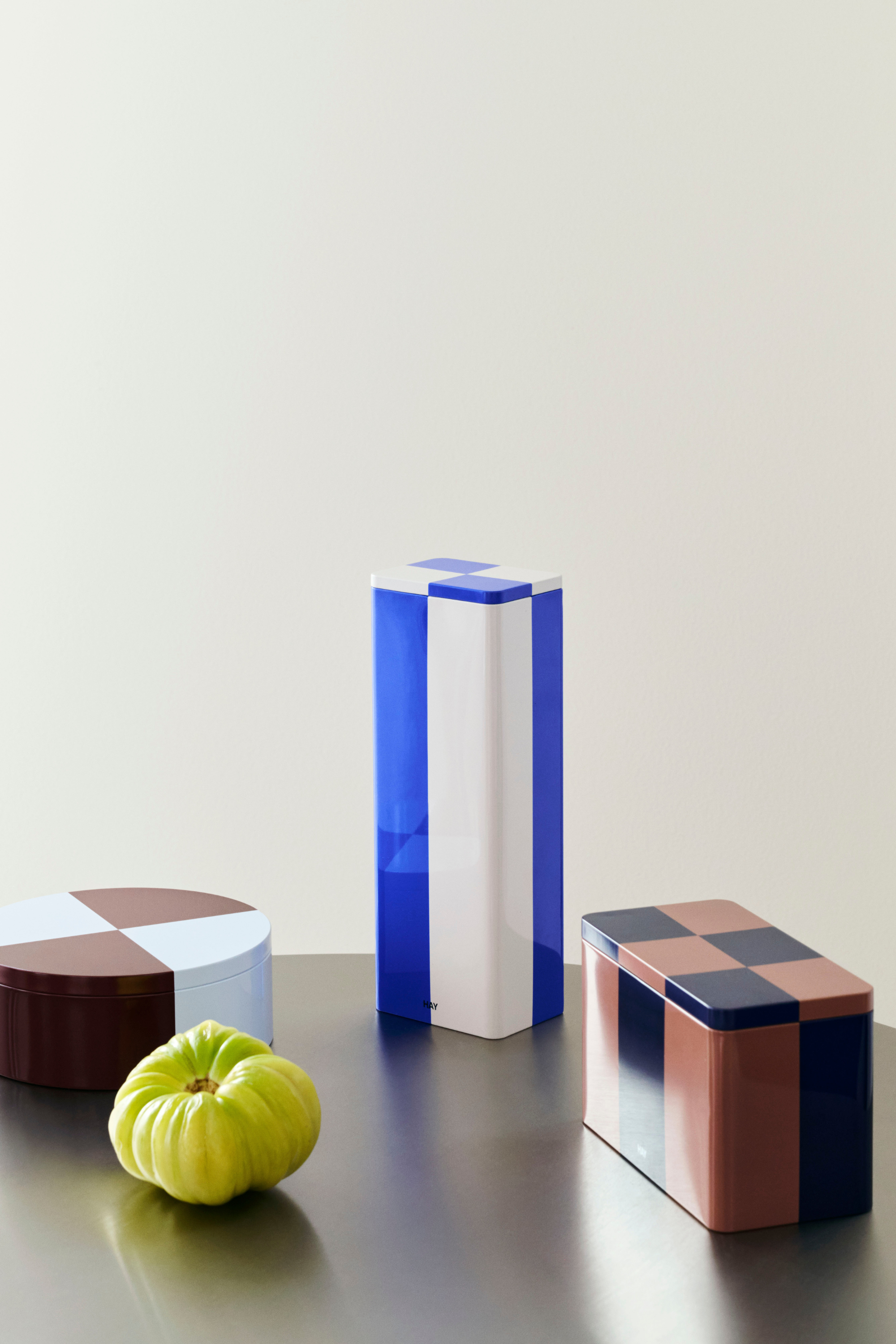 Tin Container Slim Blue and off-white