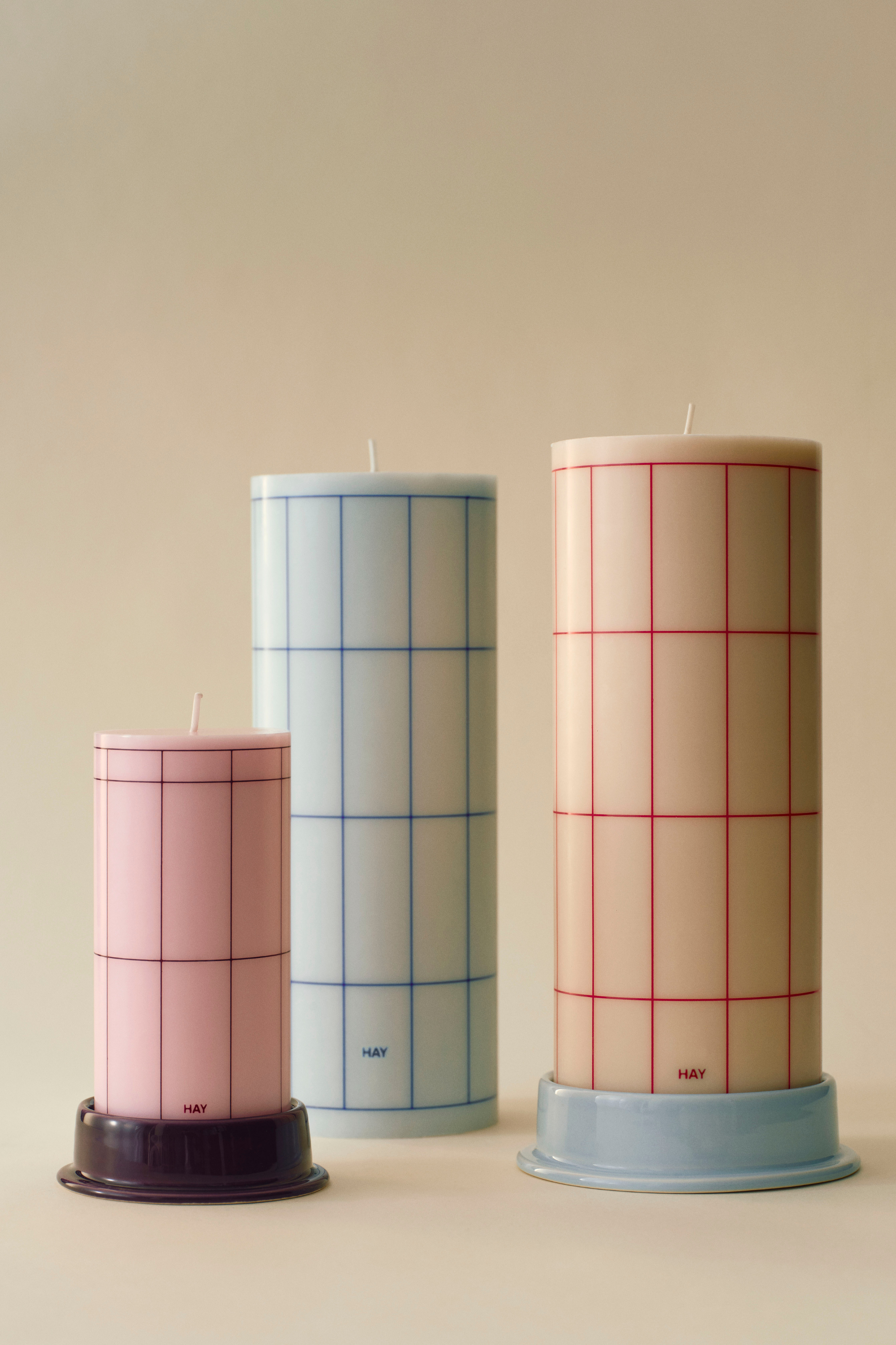Column Dark Red Grid Light Pink Candle S