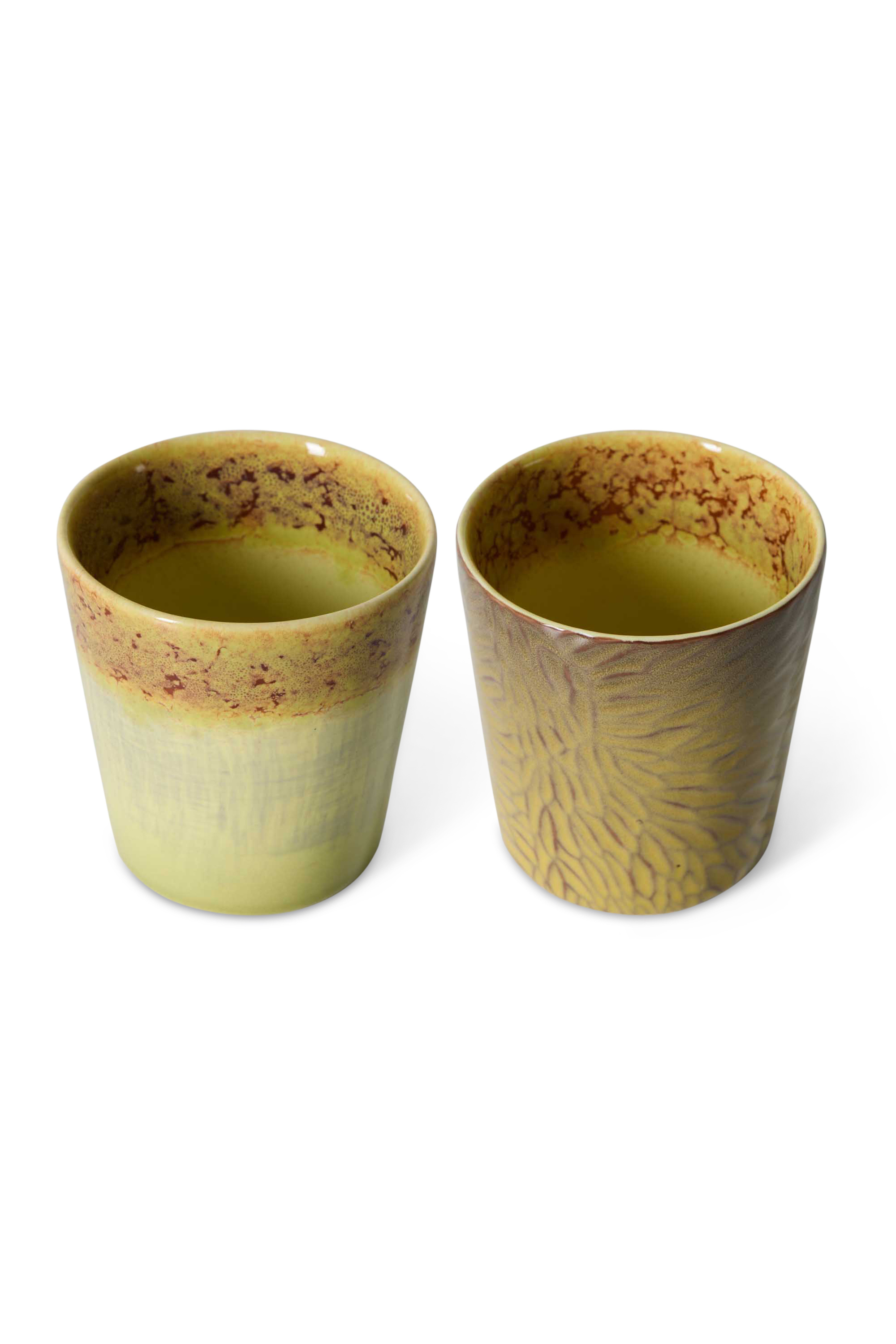 70s ceramics: Van Gogh coffee mugs - sunflowers, set of 2