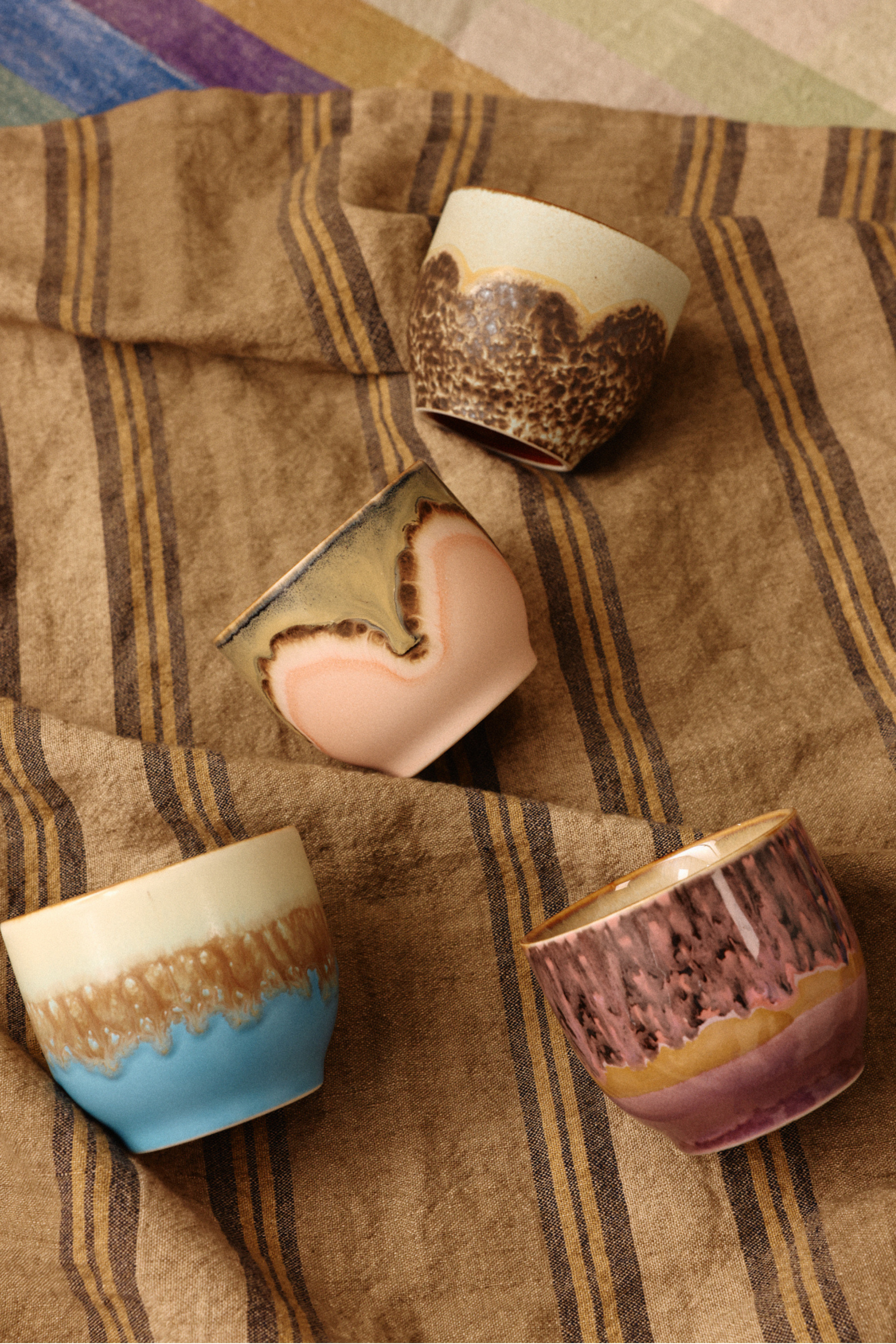 70s Ceramics Lagoon Coffee Mugs Set of 4