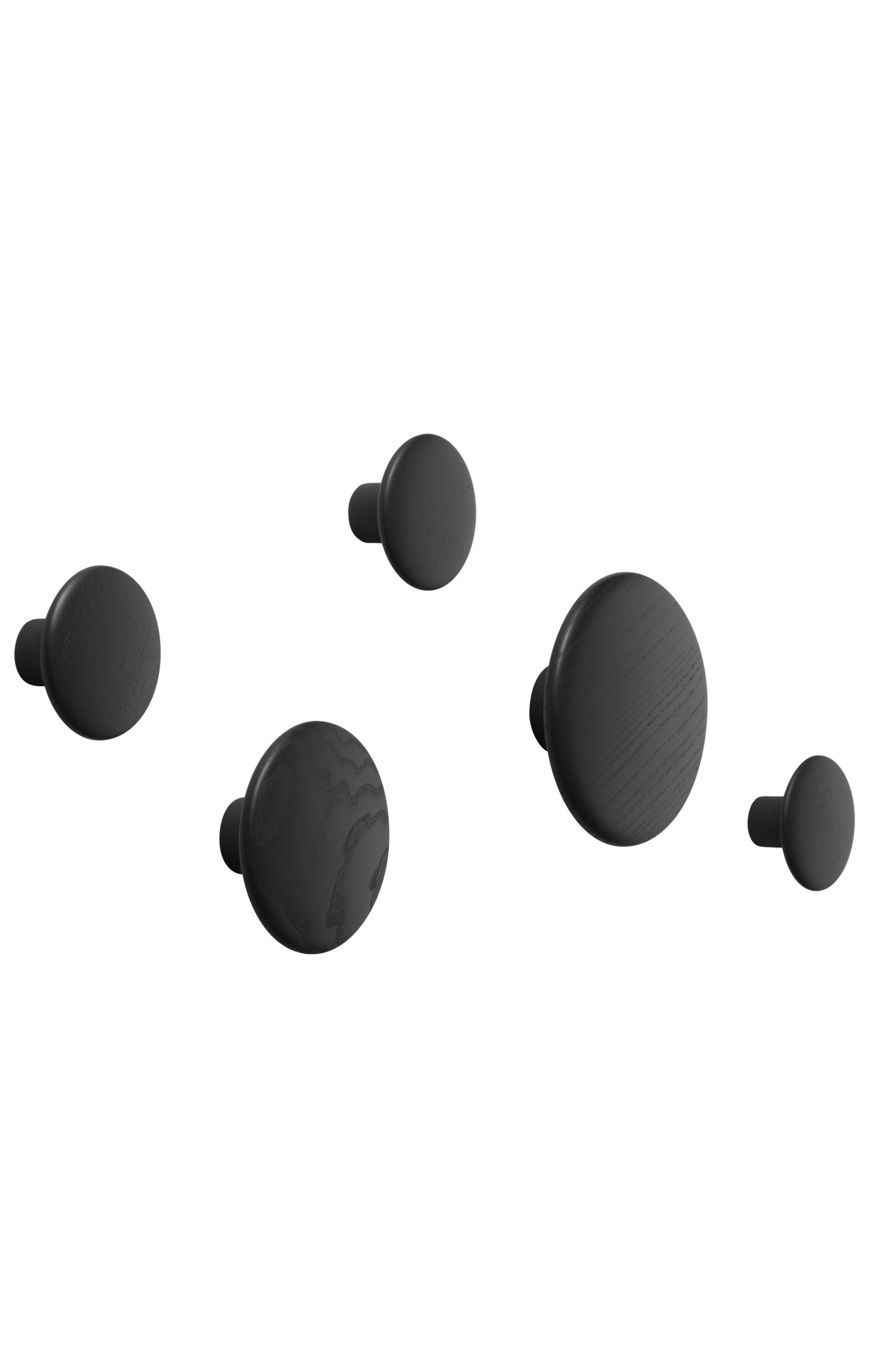 Dots Wood Coat Hook Set Black