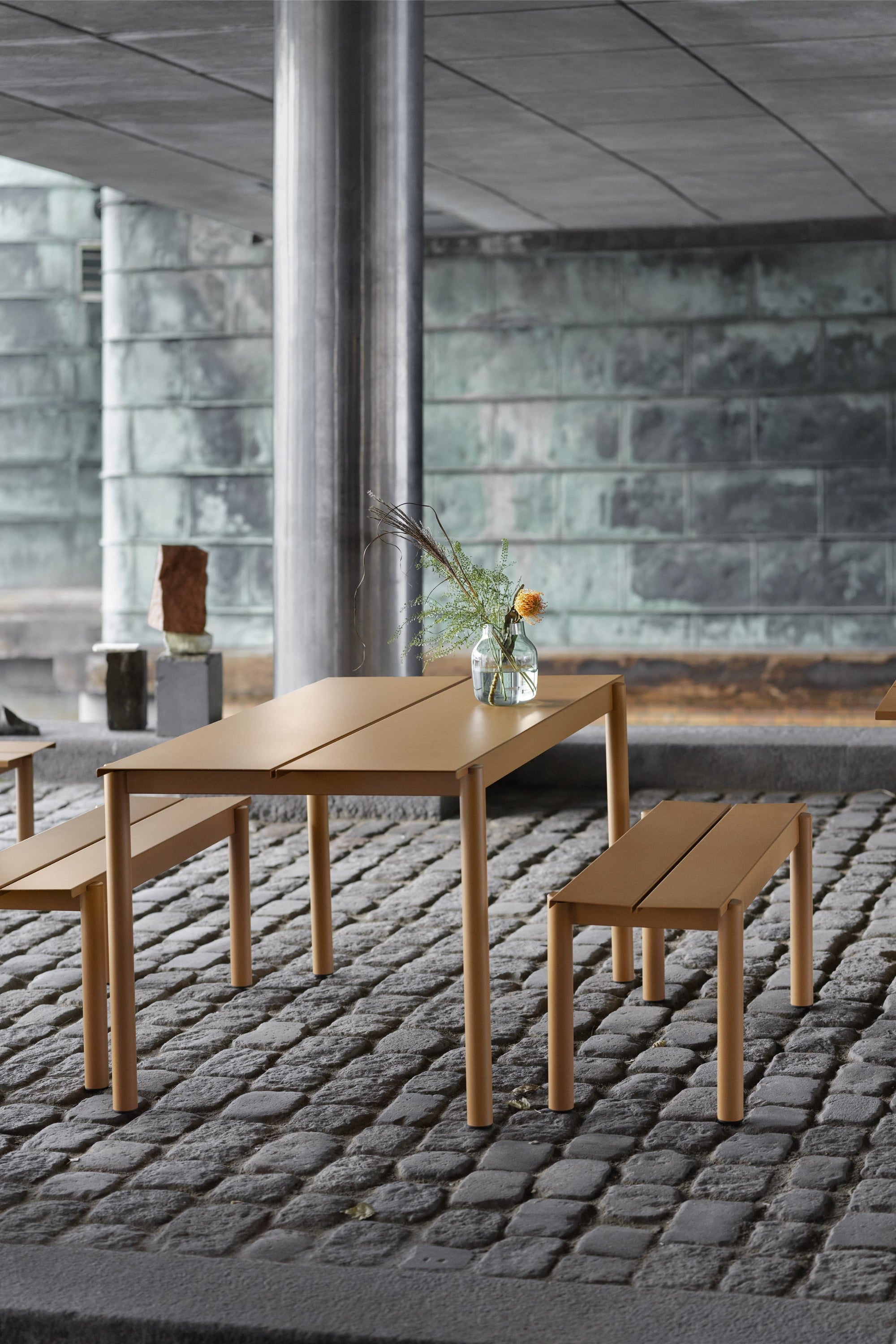 Linear Steel Bench Burnt Orange