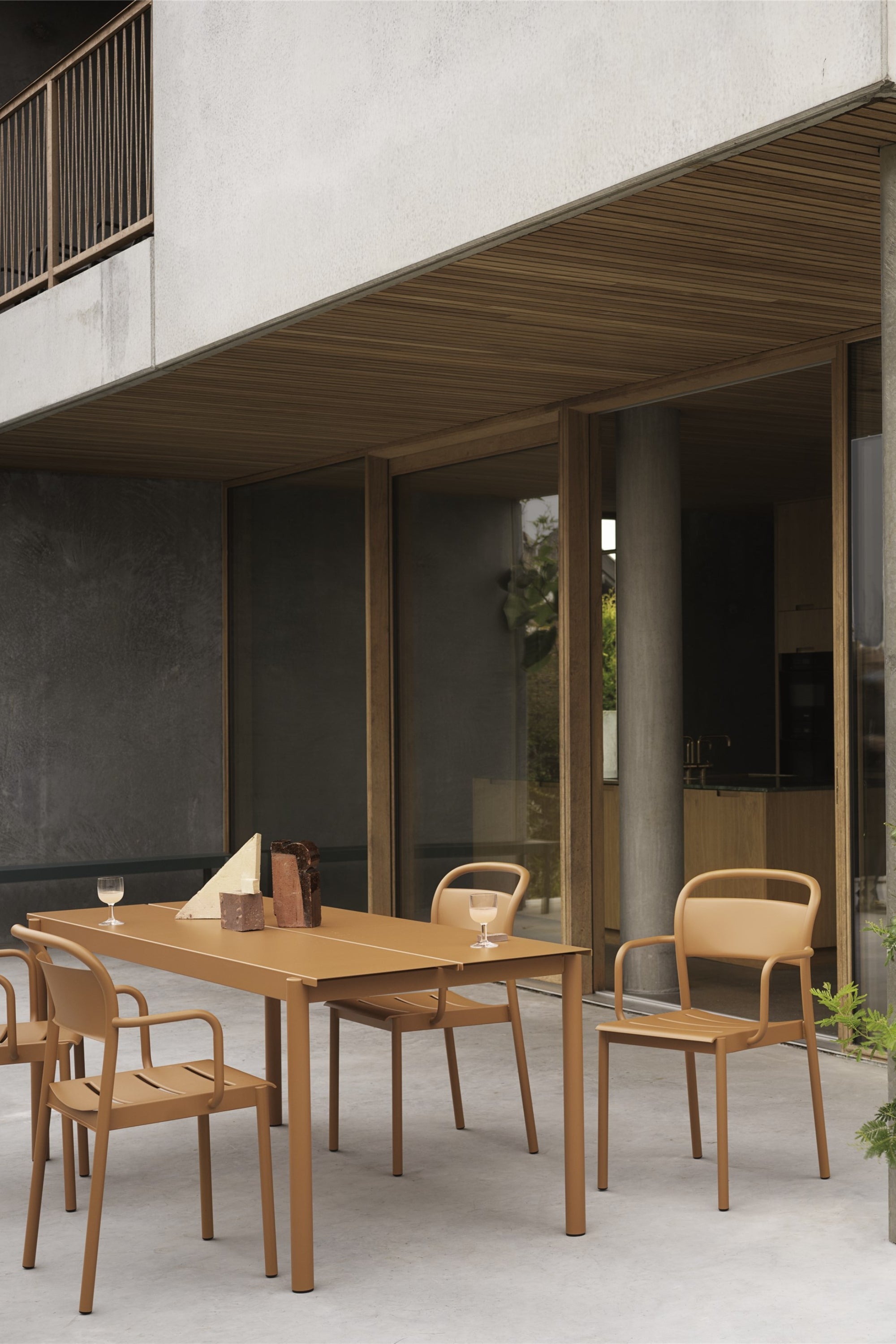 Linear Steel Table Burnt Orange