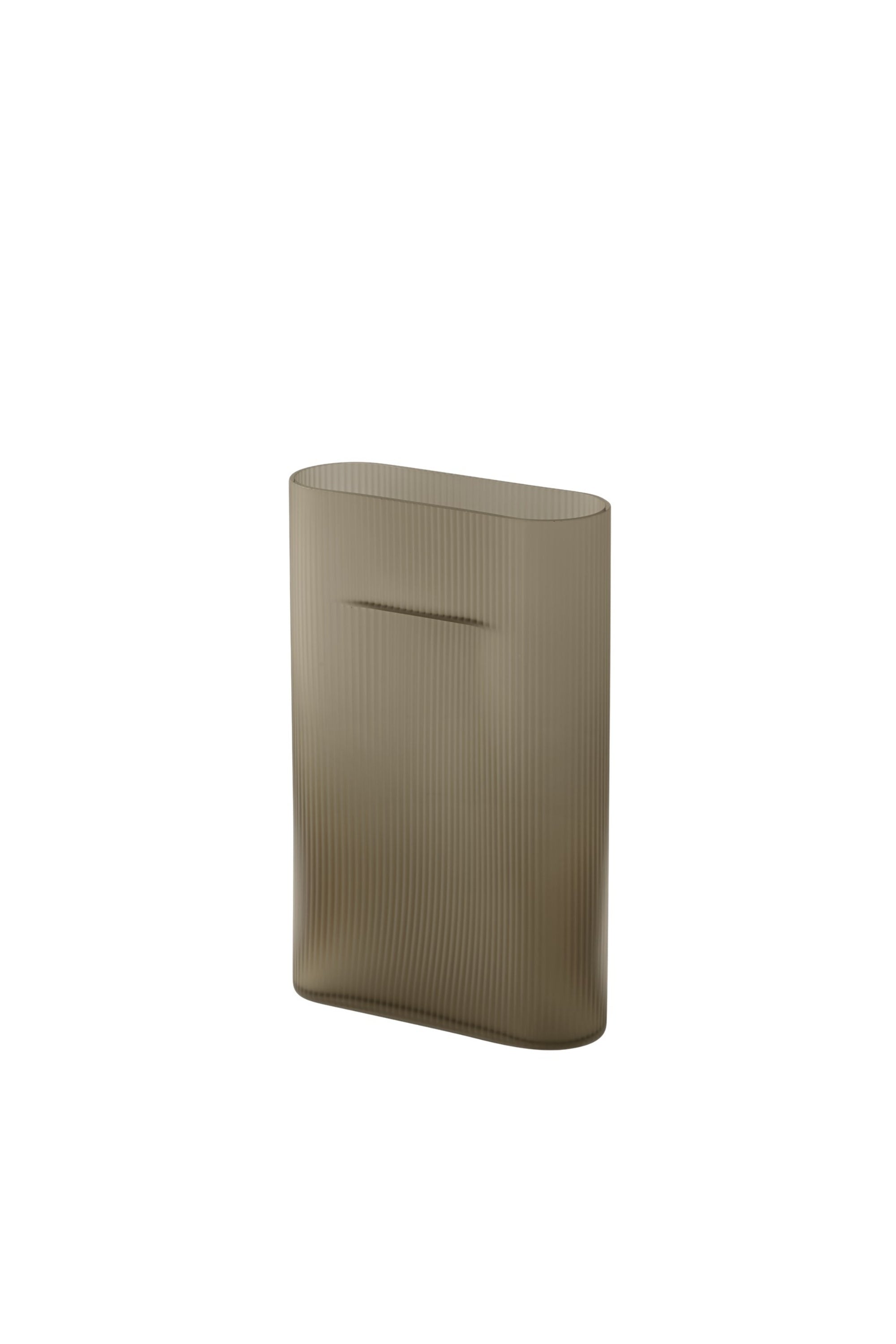 Ridge taupe frosted glass vase 35