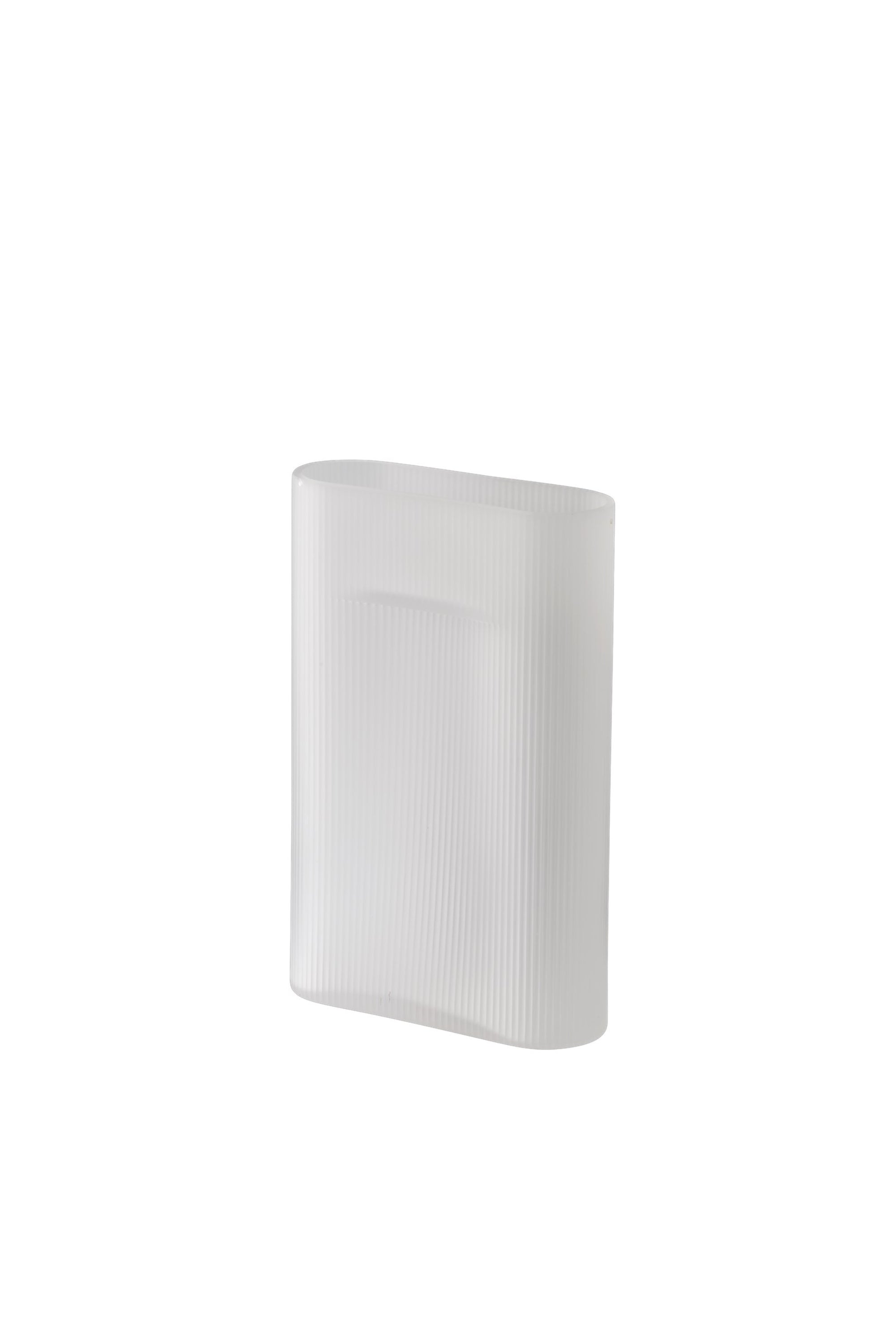 Ridge white frosted glass vase 35