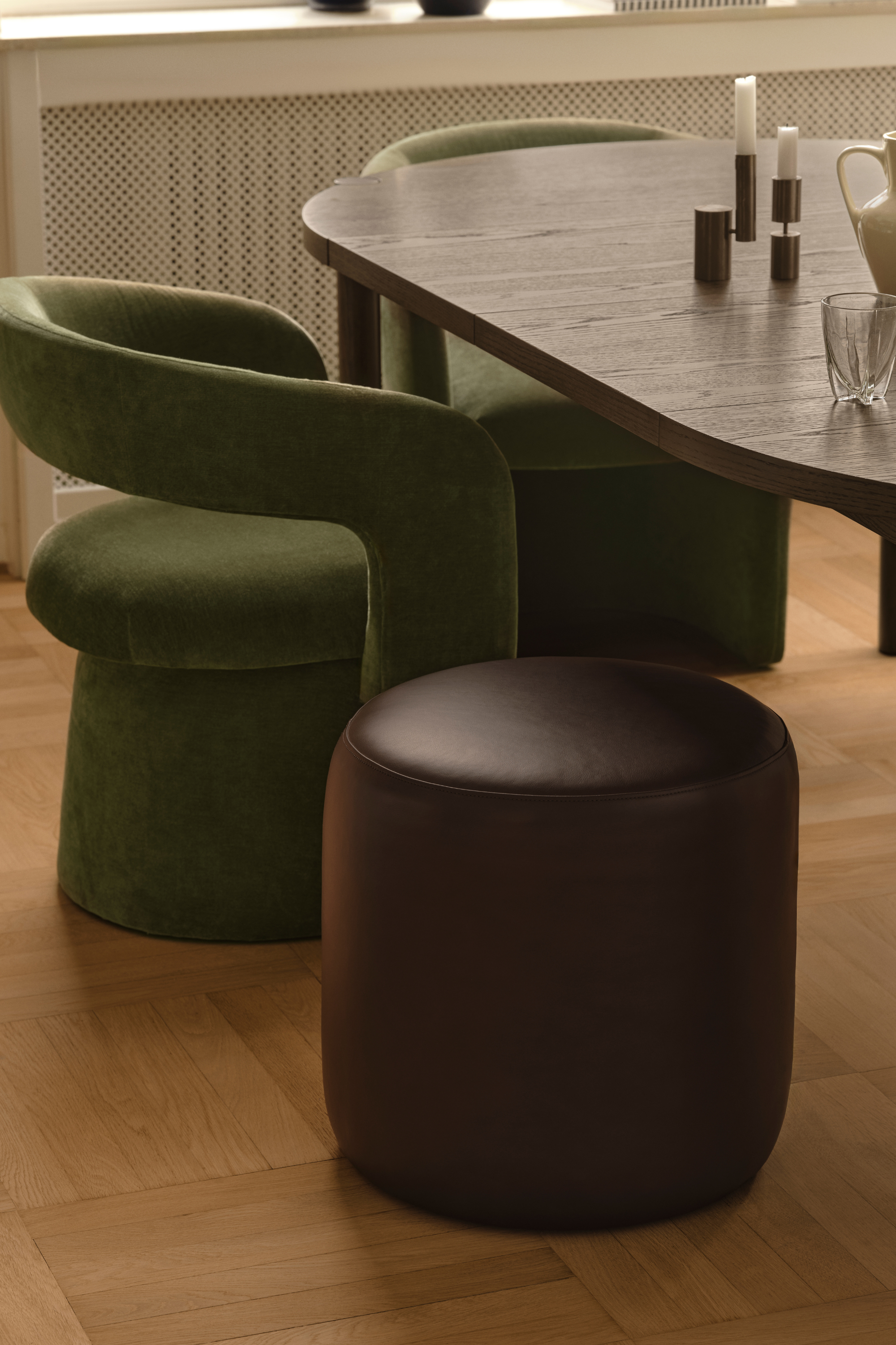 Asger Dining Chair, Moss Olive, Adjustable