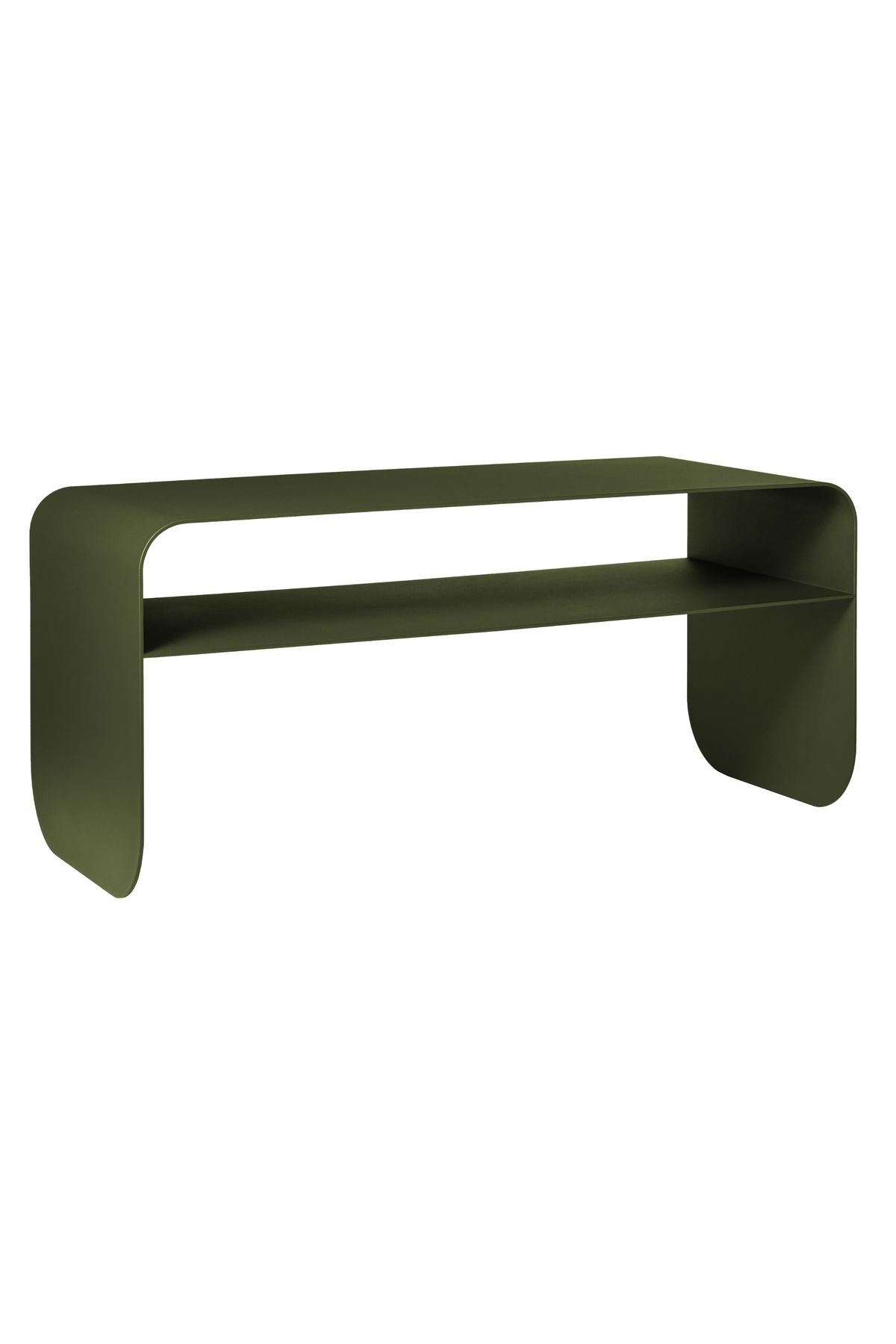 Arden olive coffee table with shelf