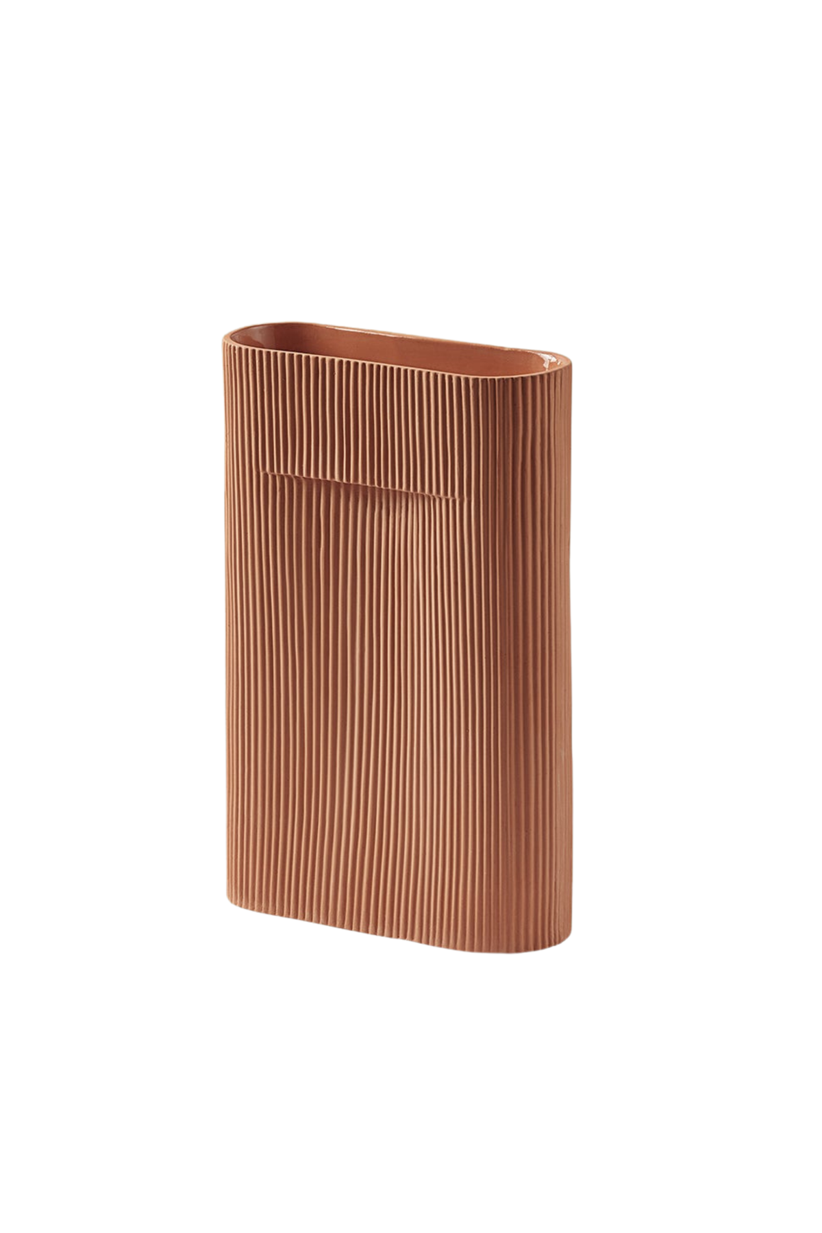 Ridge off white vase, terracotta 35 cm