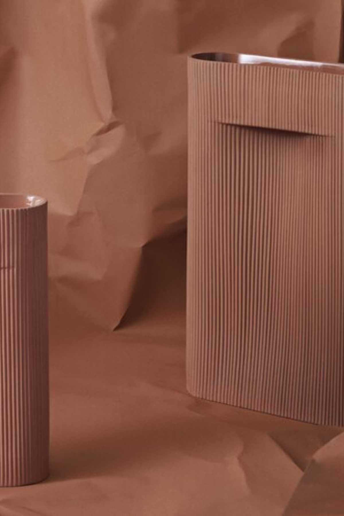 Ridge off white vase, terracotta 35 cm